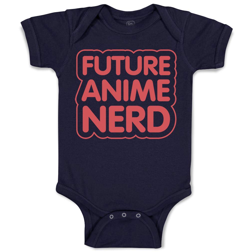 Funny Anime Nerd Baby Bodysuit - Cute Cotton Newborn Onesie for Boys & Girls - Navy Blue Humor Design - Perfect for Comic Con, Cosplay & Geek Parenting