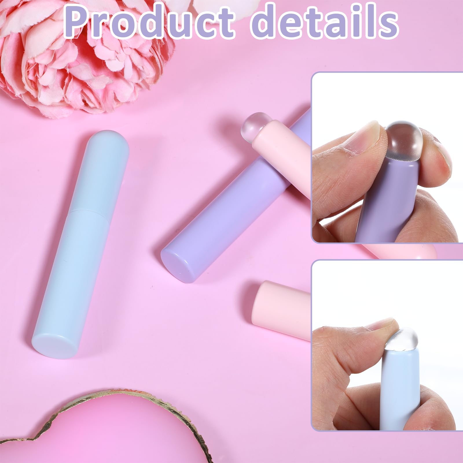 3 Pack Reusable Silicone Nail Powder Applicator & Ombre Gradient Brush Set with Nail Art Mixing Palettes - Professional Nail Art Tools for Salon, Home Manicure & DIY Nail Designs