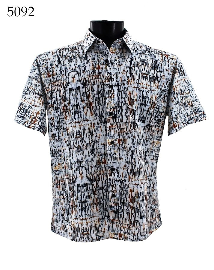 Bassiri Men's Short Sleeve Casual Shirt 5092 - Breathable Cotton Button Down for Summer, Office & Outdoor Activities