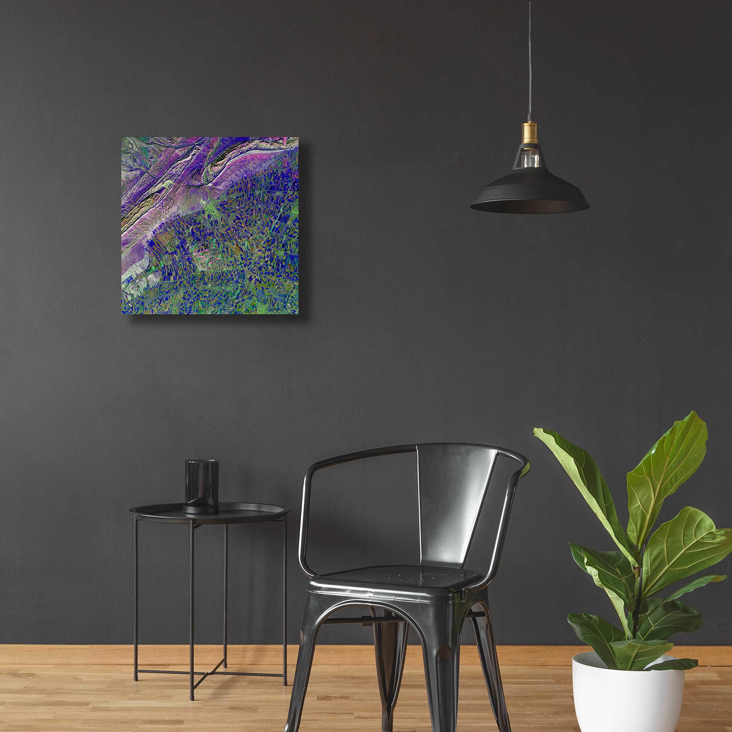 Earth as Art: Deep Blue Cubism Acrylic Glass Wall Art - 24x24 Inches Modern Abstract Canvas Print for Living Room, Bedroom & Office Decor