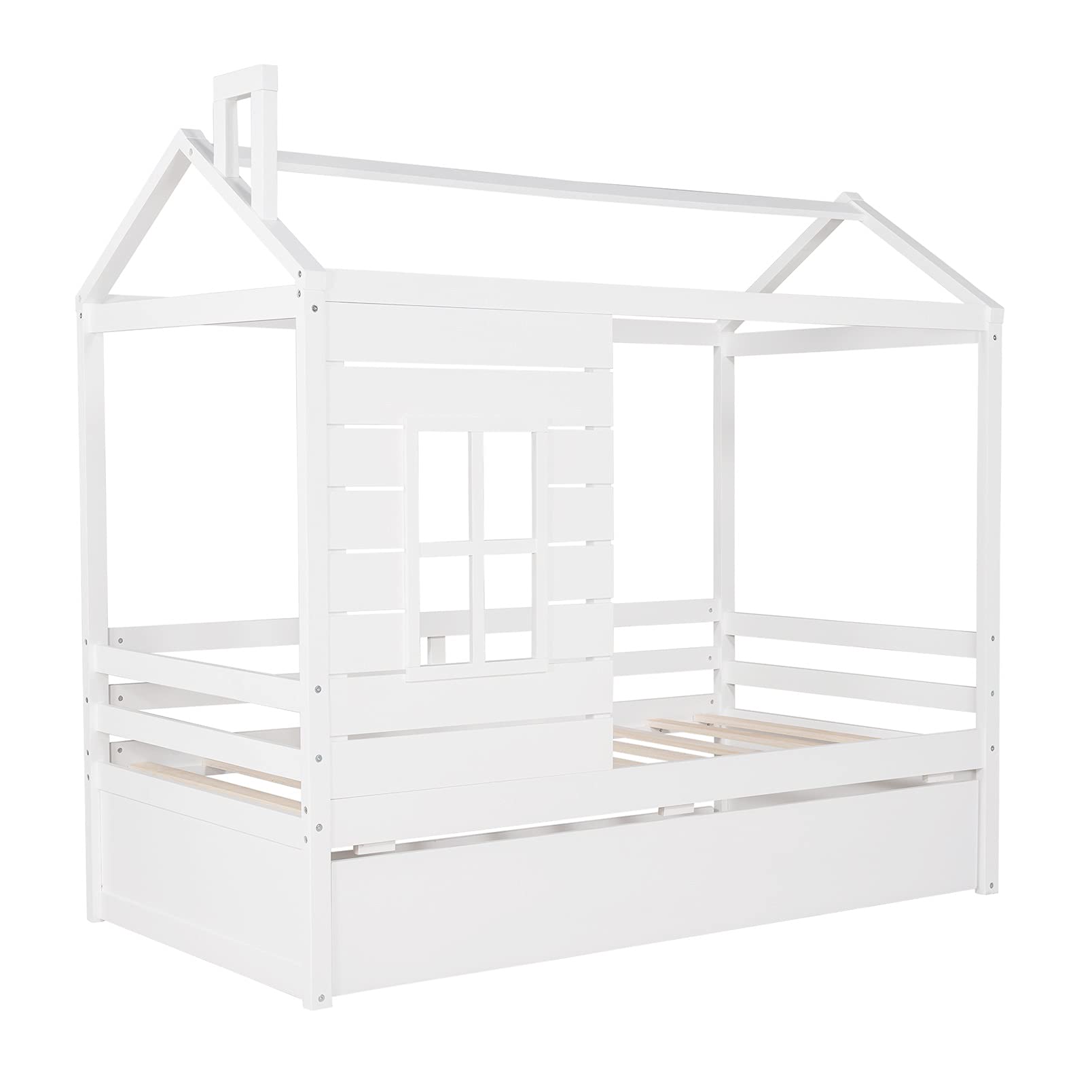 Merax Sturdy Wooden House Daybed Frame with Heavy-Duty Support Slats - No Box Spring Needed, Perfect for Kids & Teens Bedroom, Guest Room or Small Space