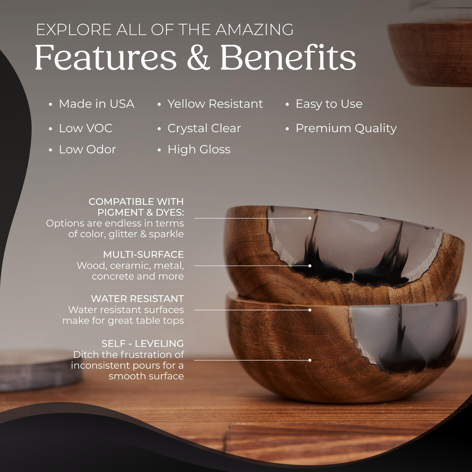 Premium Epoxy Resin Kit 16 oz - Crystal Clear, UV Resistant, Self-Leveling, Food Safe for Table Tops, Wood Casting, Jewelry Making | DIY Arts & Crafts, Resin Molds, Mica Powder & Alcohol Ink Projects | Perfect for Countertops, River Tables, Geode Art & Resin Jewelry