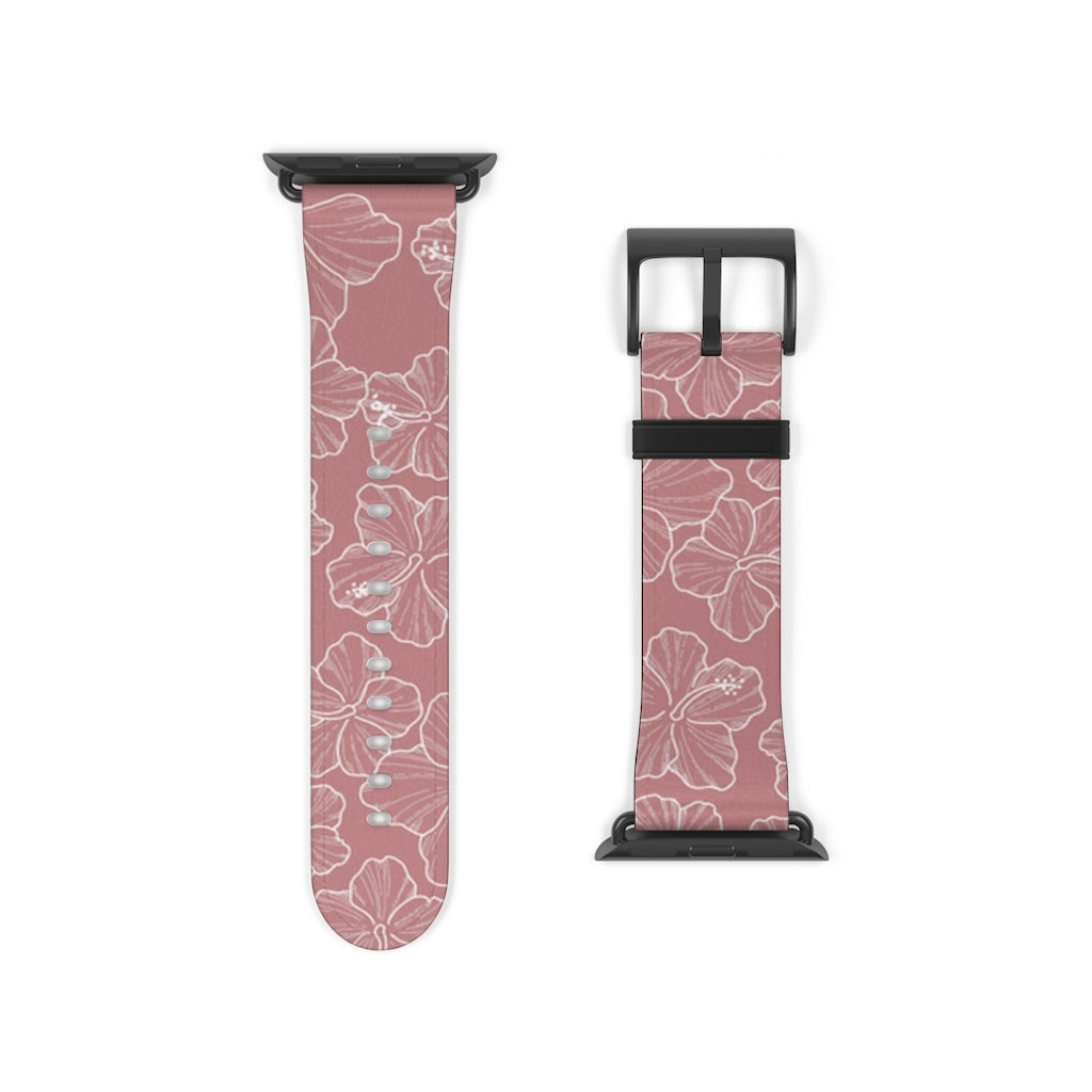 Premium Hibiscus Mauve Apple Watch Band - Soft Silicone Strap for Women & Men - Compatible with All Apple Watch Models - Perfect for Workouts, Running & Everyday Wear