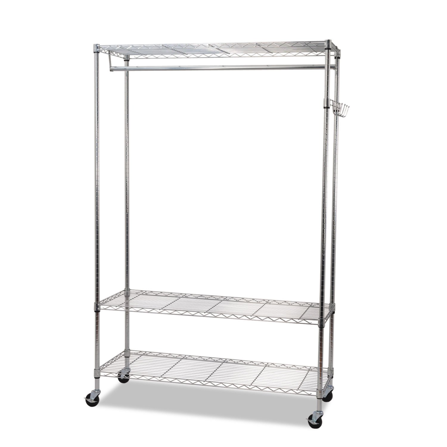 Alera GR364818SR Heavy Duty Wire Shelving Garment Rack with Casters - Silver Coat Rack for Closet Organization, Laundry Room, Retail Store Display & Home Storage