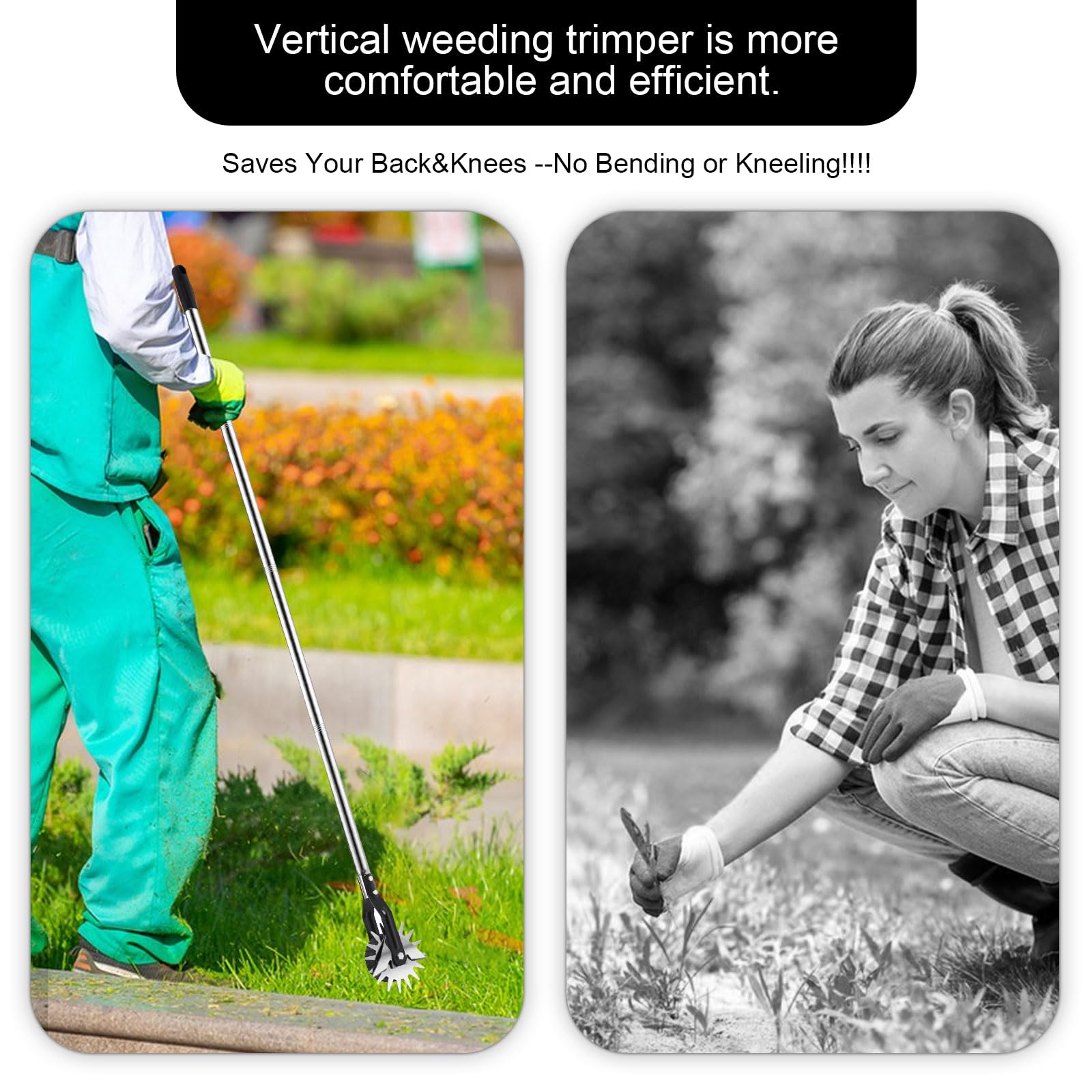 Longzhuo Rotary Wheel Lawn Edger - Manual Garden Edging Tool with Stainless Steel Handle for Perfect Lawn Borders - Ideal for Yard Maintenance, Landscaping & DIY Garden Projects
