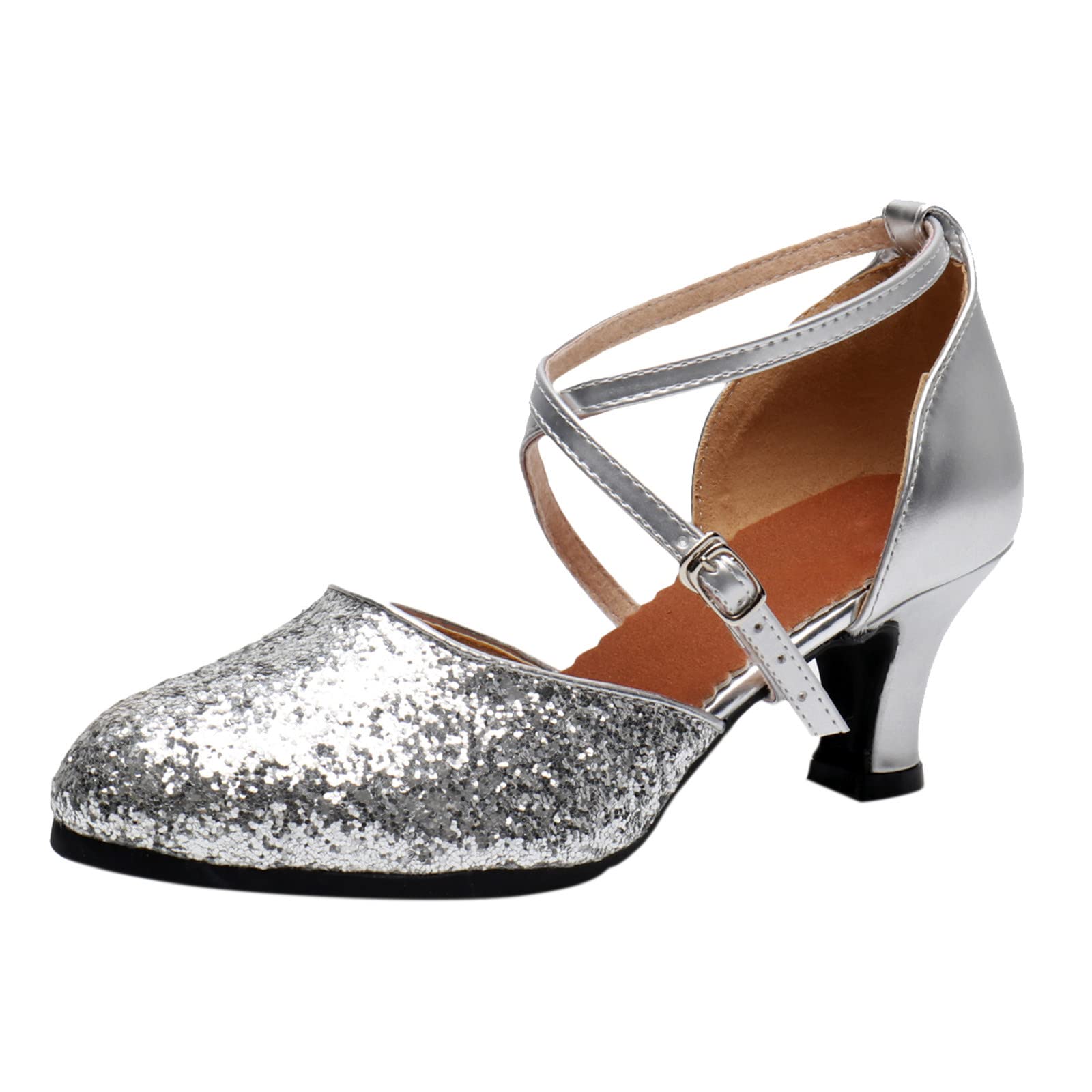 Women's Oxford Dress Shoes - Elegant Latin Dance Sandals with Heels for Ballroom, Salsa & Tango | Sparkly Sequin Party Shoes for Weddings, Performances & Social Events