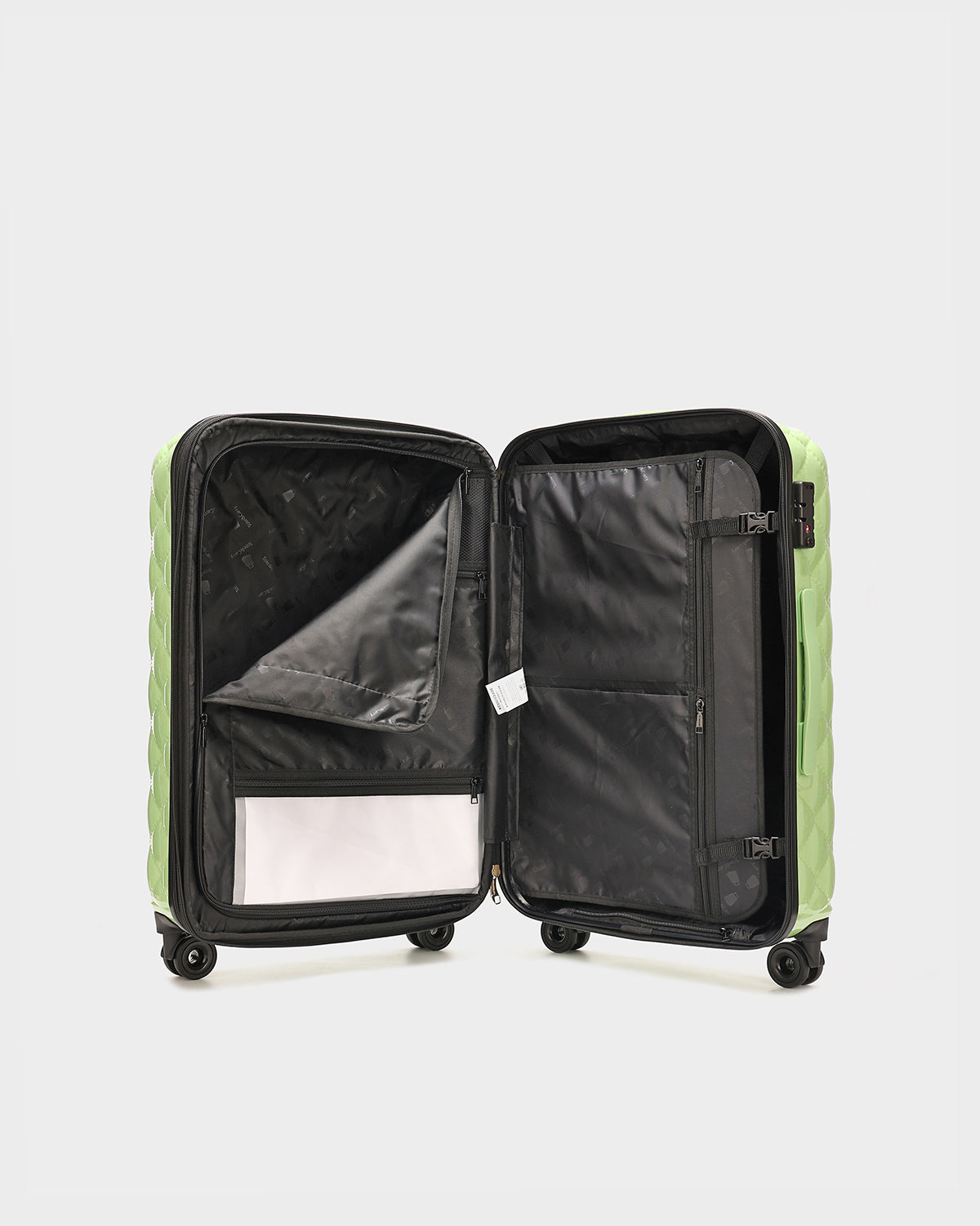 Premium Diamond 3-Piece Hardshell Luggage Set in Crystal Green - Lightweight Spinner Suitcase for Travel, Vacation & Business Trips (Carry-On, Medium & Large)