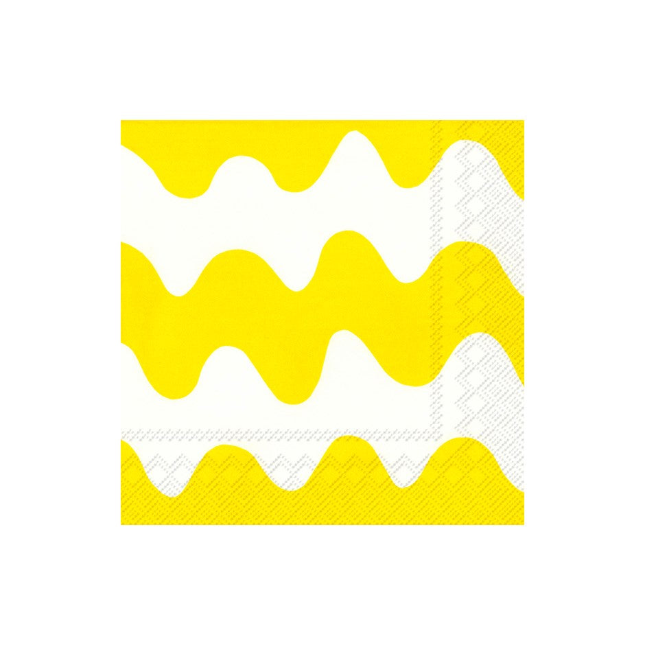 Marimekko LOKKI Yellow Paper Lunch Napkins - 50-Pack Disposable Napkins for Parties, Picnics & Everyday Dining - Vibrant Floral Design