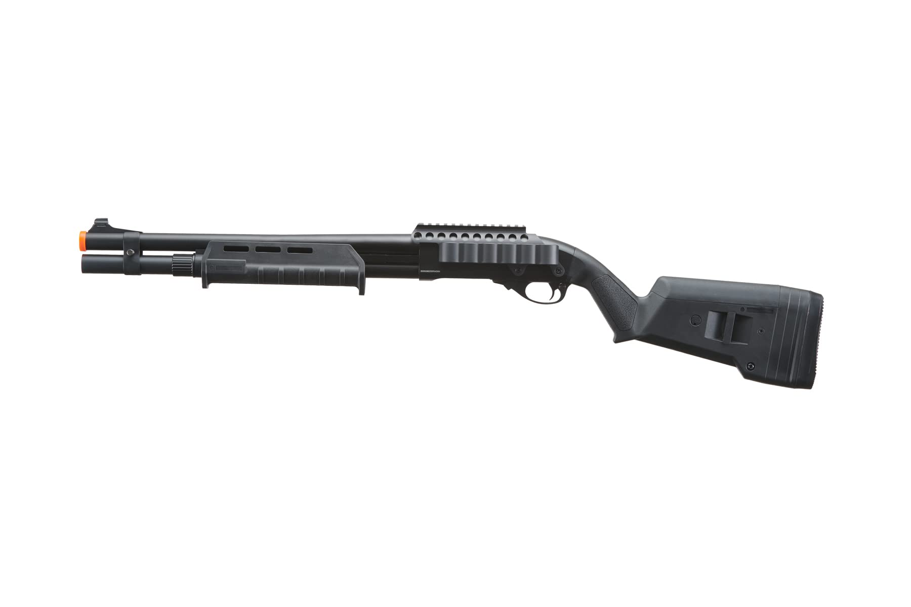 Golden Ball & Eagle M870 MP MLOCK Style 3/6-Shot Pump Action 350 FPS Gas Airsoft Shotgun - Black with Holder | Tactical Airsoft Game & Training | Outdoor Shooting & Target Practice