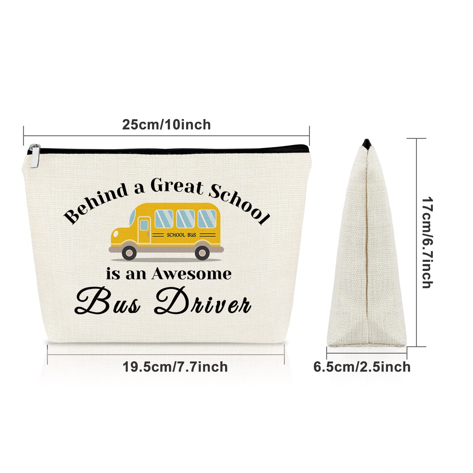School Bus Driver Appreciation Makeup Bag - Retirement & Thank You Gift for Teachers - Travel Cosmetic Pouch - Perfect for Teacher Appreciation Week, Retirement Parties & Daily Makeup Storage