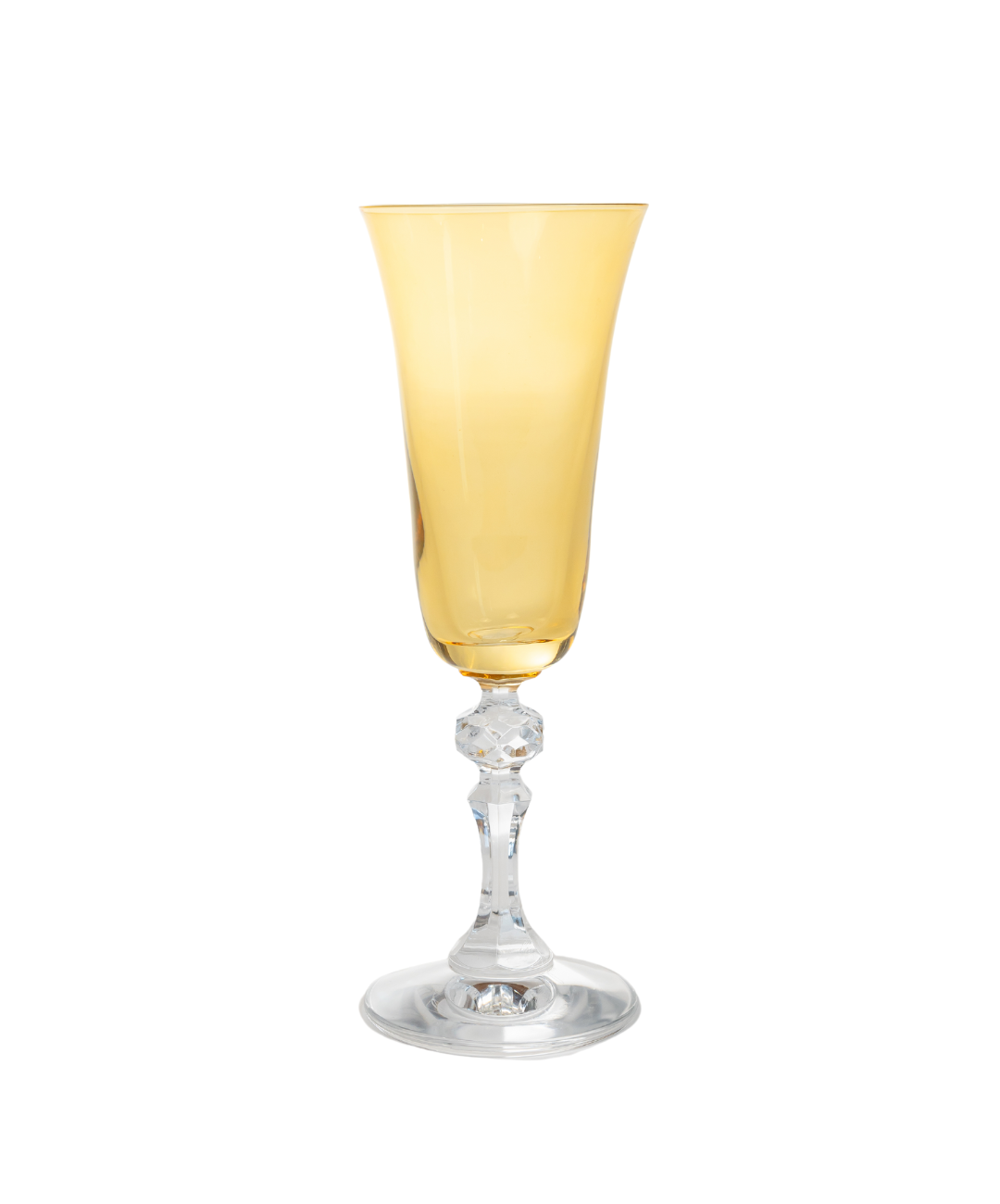Elegant Estelle Colored Regal Flute Glasses with Clear Stem - Set of 6 Yellow Champagne Flutes for Wedding, Party & Special Occasions