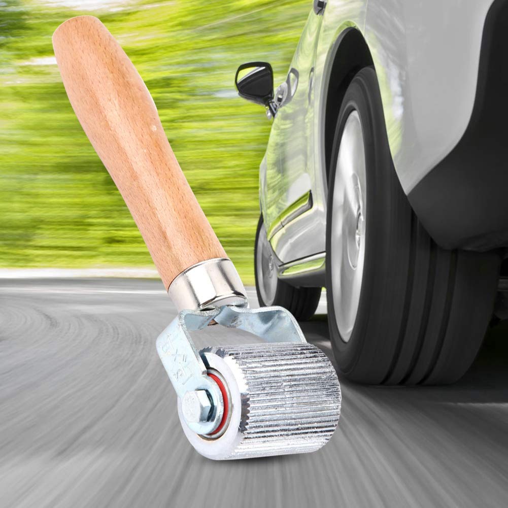 Aramox Heavy Duty Tire Repair Tool with Wood Handle & Ball Bearing Roller - Professional Puncture Repair Kit for Cars, Trucks, Motorcycles (Large Size) - Ideal for Emergency Roadside Repairs & Garage Use