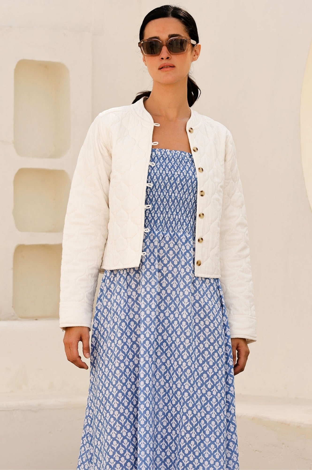 Polly Quilted Jacket for Women - Lightweight Cream Puffer Coat with Stylish Diamond Stitch Design | Perfect for Fall, Winter & Outdoor Activities