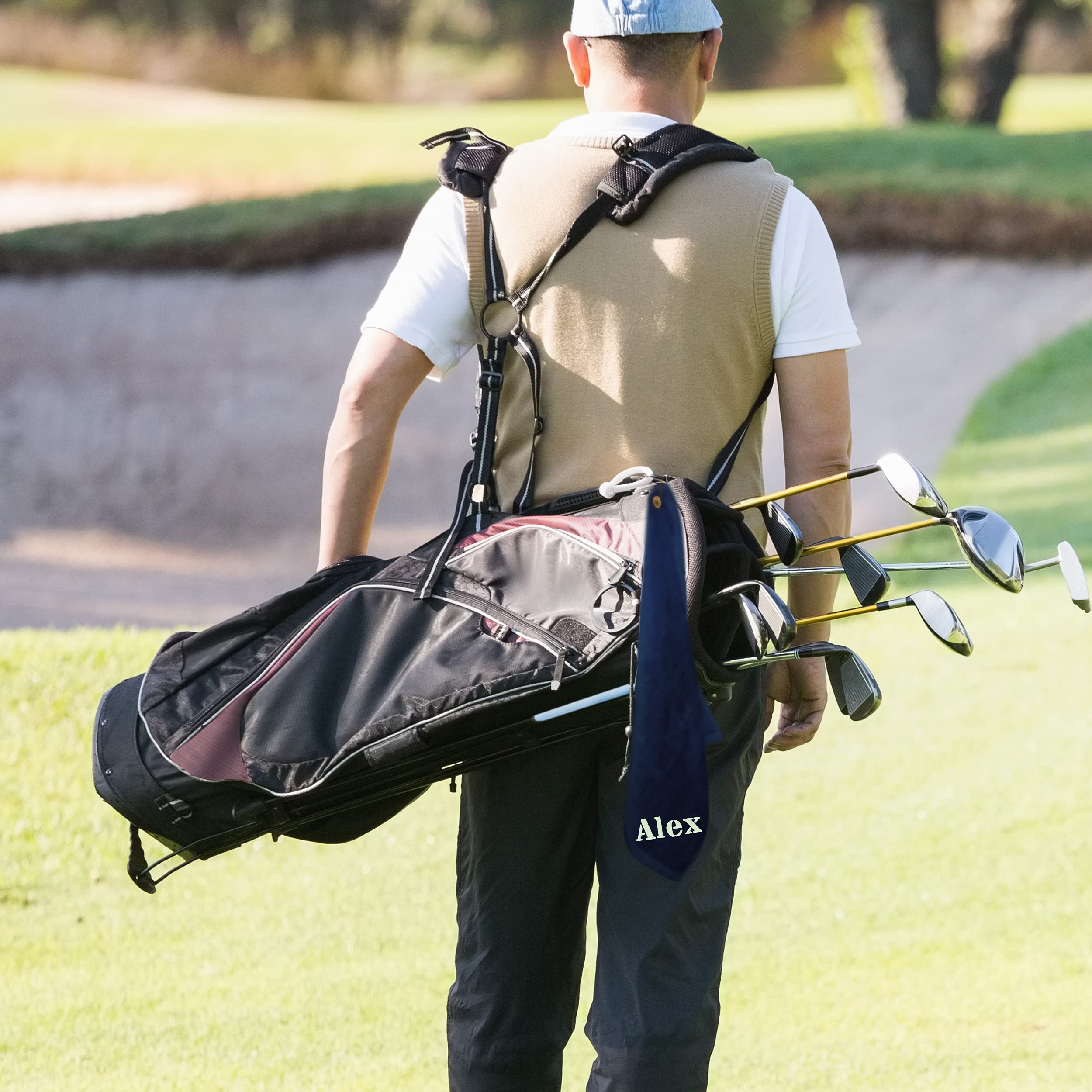 Custom Embroidered Golf Towel - Personalized Golf Accessories Gift for Men & Women - Premium Absorbent Microfiber - Navy Blue - Perfect for Golf Courses, Tournaments & Sports Events