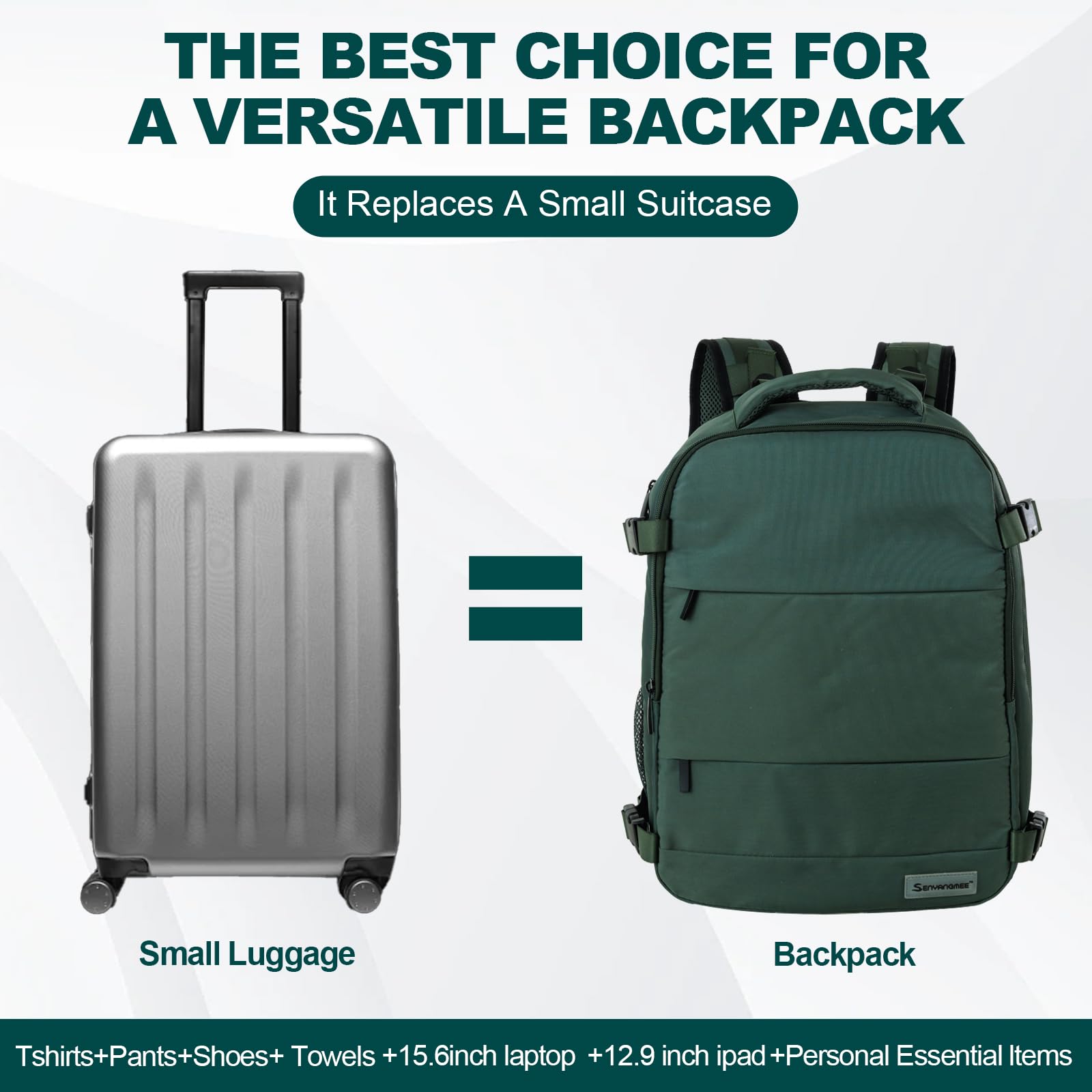 Stylish Travel Backpack for Business & Carry-On - Large Modern Laptop Bag with Green Color | Perfect for Air Travel, Commuting & Weekend Getaways