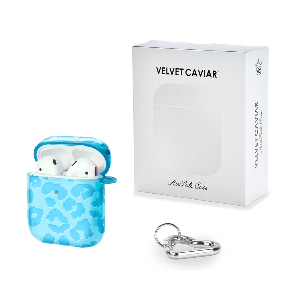 Aqua Blue Leopard Print AirPod Case - Stylish Protective Cover for Apple AirPods 1/2/3 & Pro - Perfect for Gym, Travel & Everyday Use