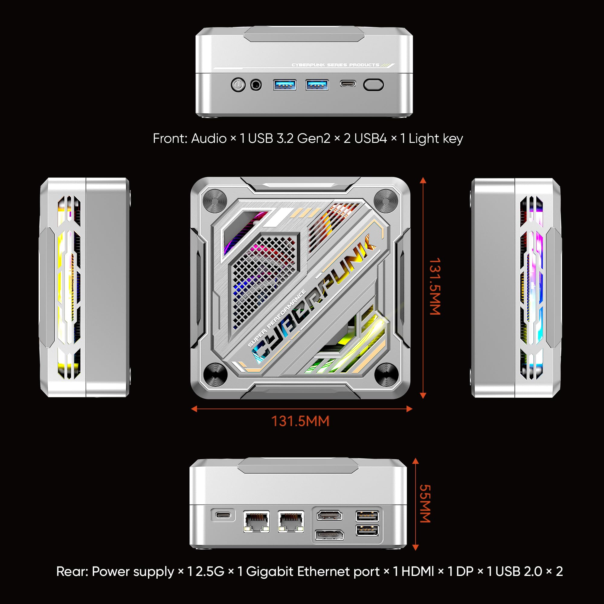 KingnovyPC Ryzen 7 7840HS Mini Gaming Desktop - Windows 11, 32GB DDR5 5600MHz RAM, 2TB SSD, Gigabit Ethernet, 3x4K HD, WiFi 6, White | Powerful Compact PC for Gaming, Streaming & Productivity
