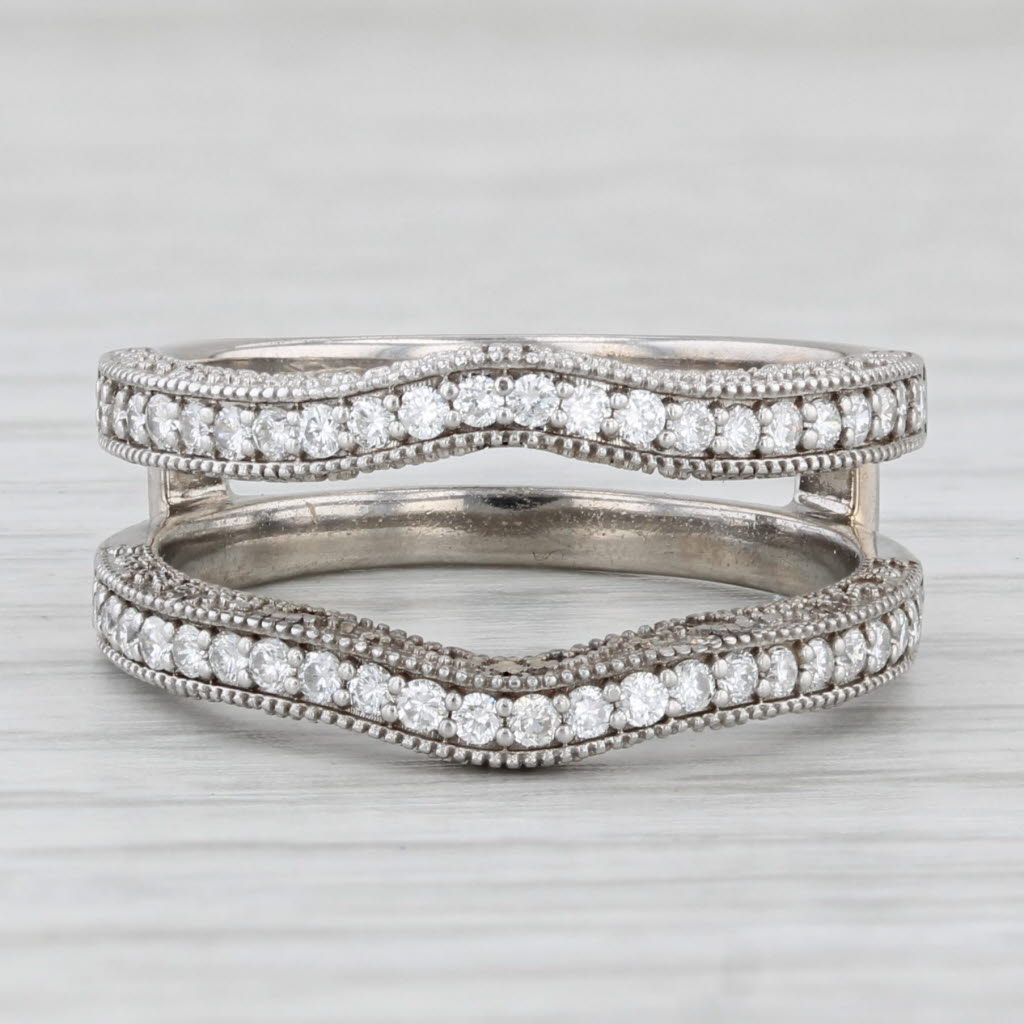 0.47ctw Diamond Ring Enhancer Guard - 14k White Gold Wedding Band Size 7.5 - Perfect for Bridal Stacking & Anniversary Gifts