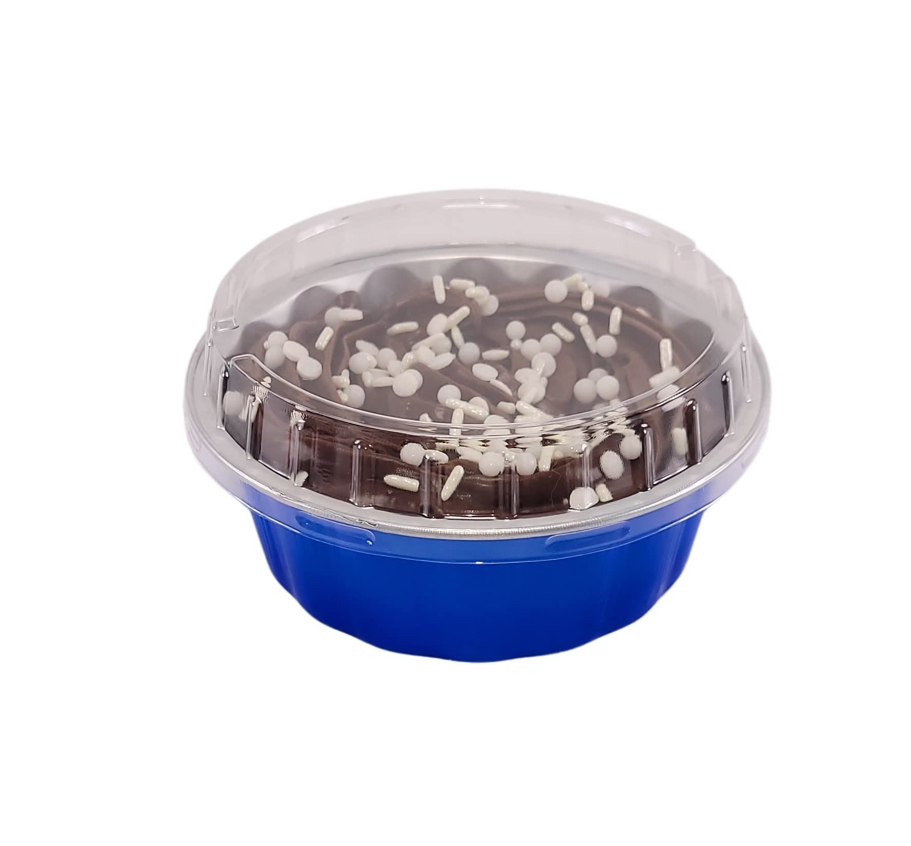 KitchenDance 8oz Disposable Colored Aluminum Foil Dessert Cups with Lids - Round Baking Tart Pans for Cakes, Pies & Pastries - Perfect for Home Baking, Party Serving & Food Storage (500-Pack, Blue)