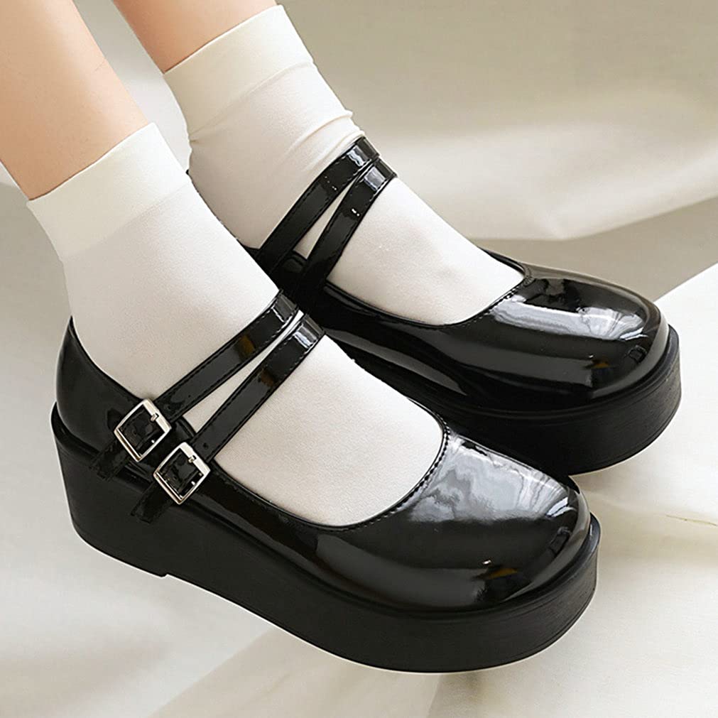 LUXMAX Women's Gothic Punk Platform Wedge Shoes - Mary Jane High Heels for Women | Perfect for Night Out, Cosplay & Alternative Fashion