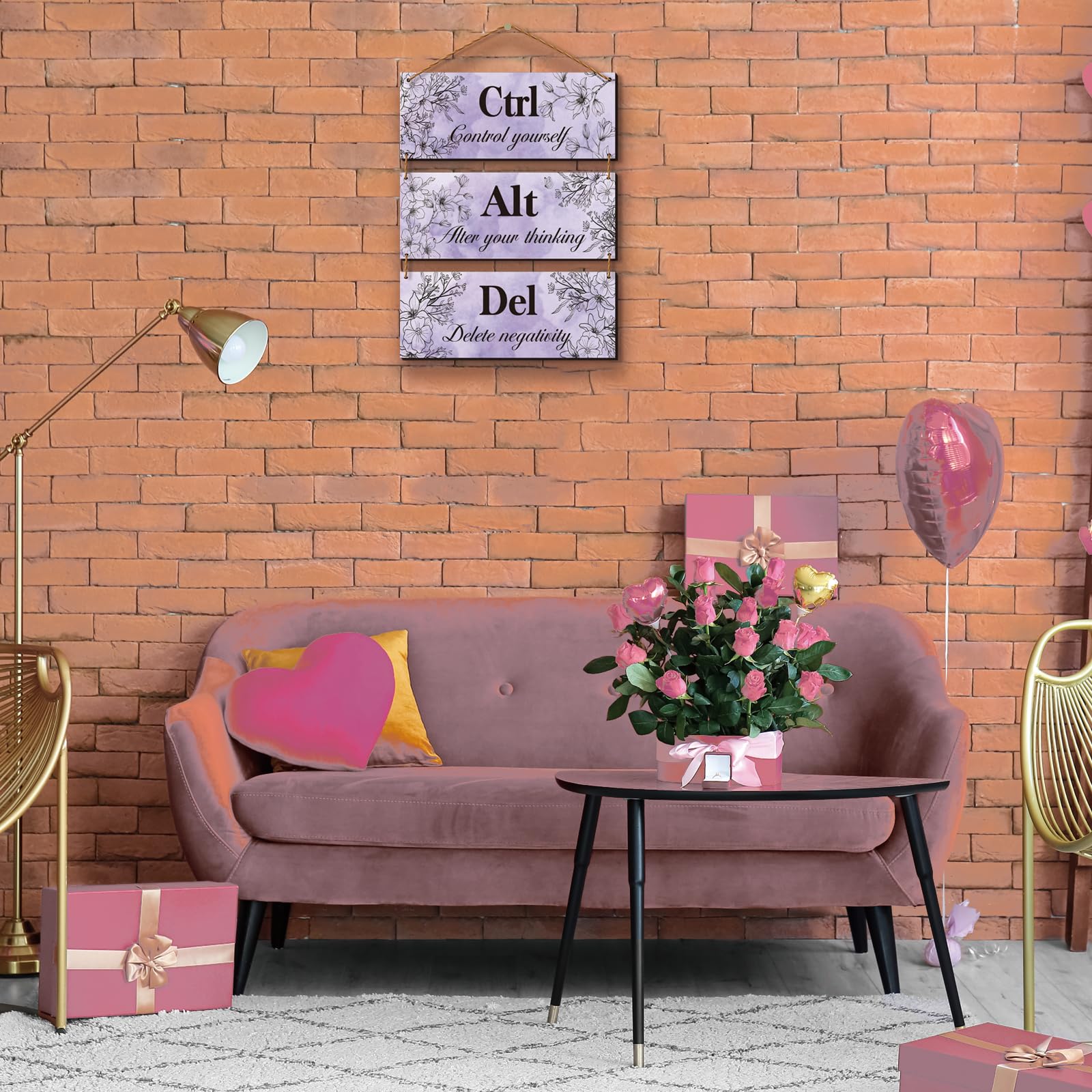 3-Piece Purple Wall Art Set - Farmhouse Wooden Signs with Inspirational Quotes for Bathroom, Office, Bedroom & Living Room Decor | Perfect for Women's Spaces & Home Décor | Motivational Ctrl Alt Del Design