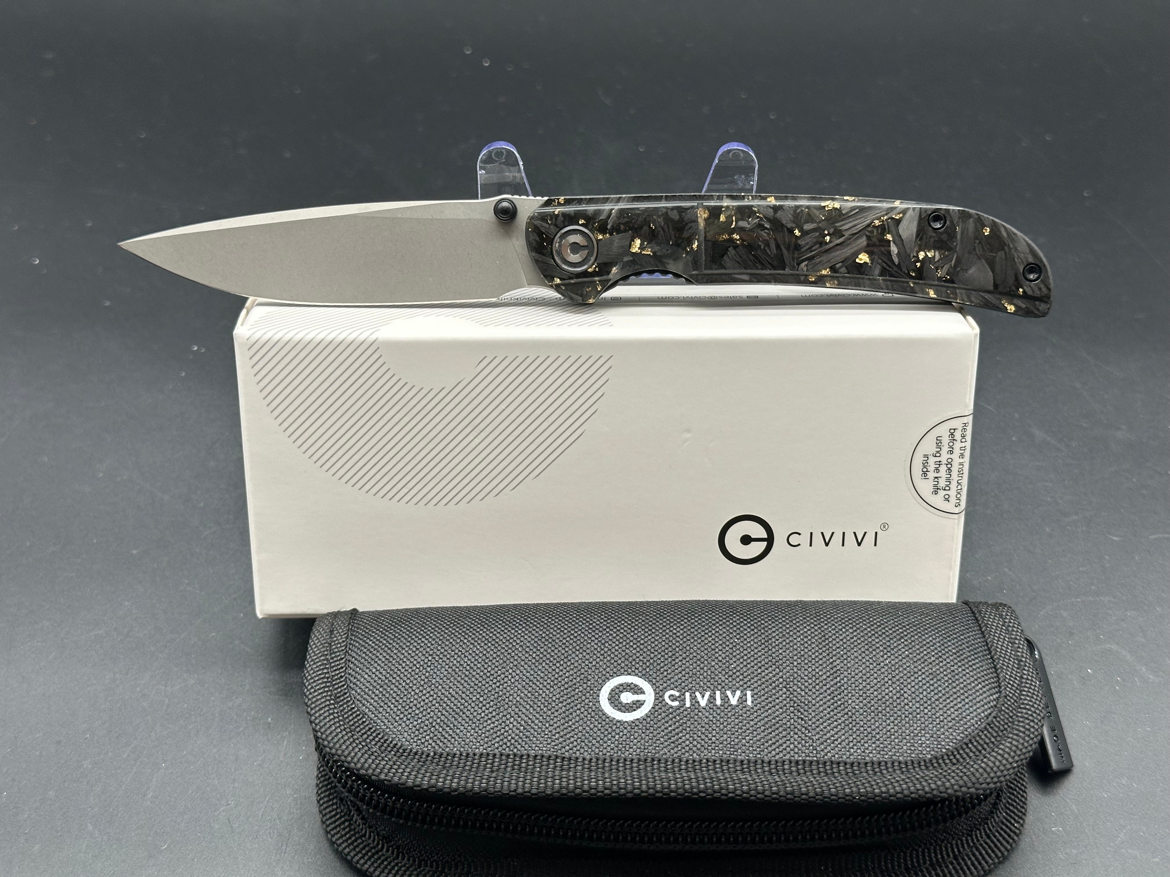 CIVIVI Imperium Folding Pocket Knife - Shredded Carbon Fiber Handle, Nitro-V Steel Blade - EDC, Camping, Hiking & Outdoor Survival Tool