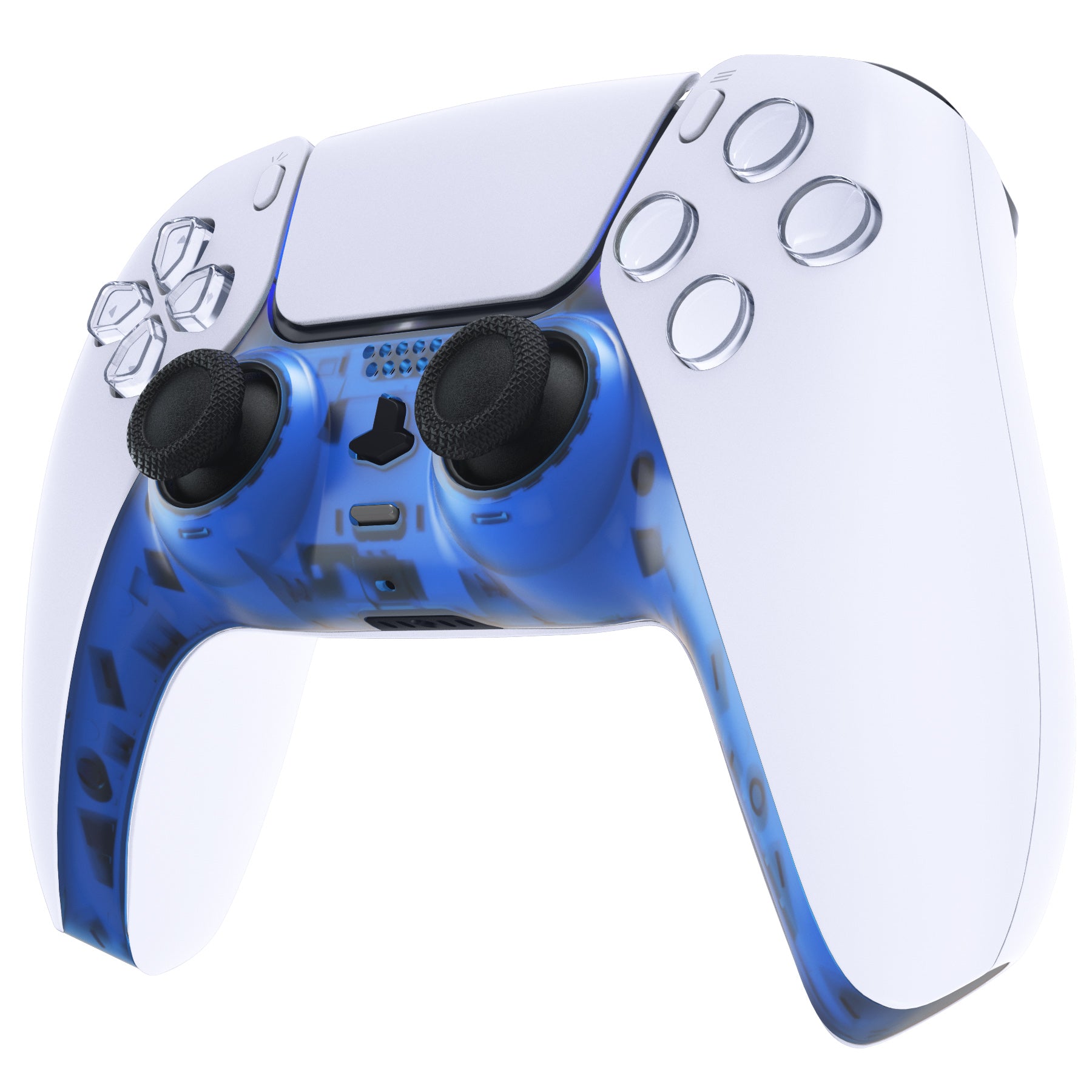 eXtremeRate Clear Blue PS5 Controller Shell - DIY Replacement Cover with Accent Rings | Custom Decorative Trim for Playstation 5 DualSense | Gaming Accessories for Enhanced Style & Comfort