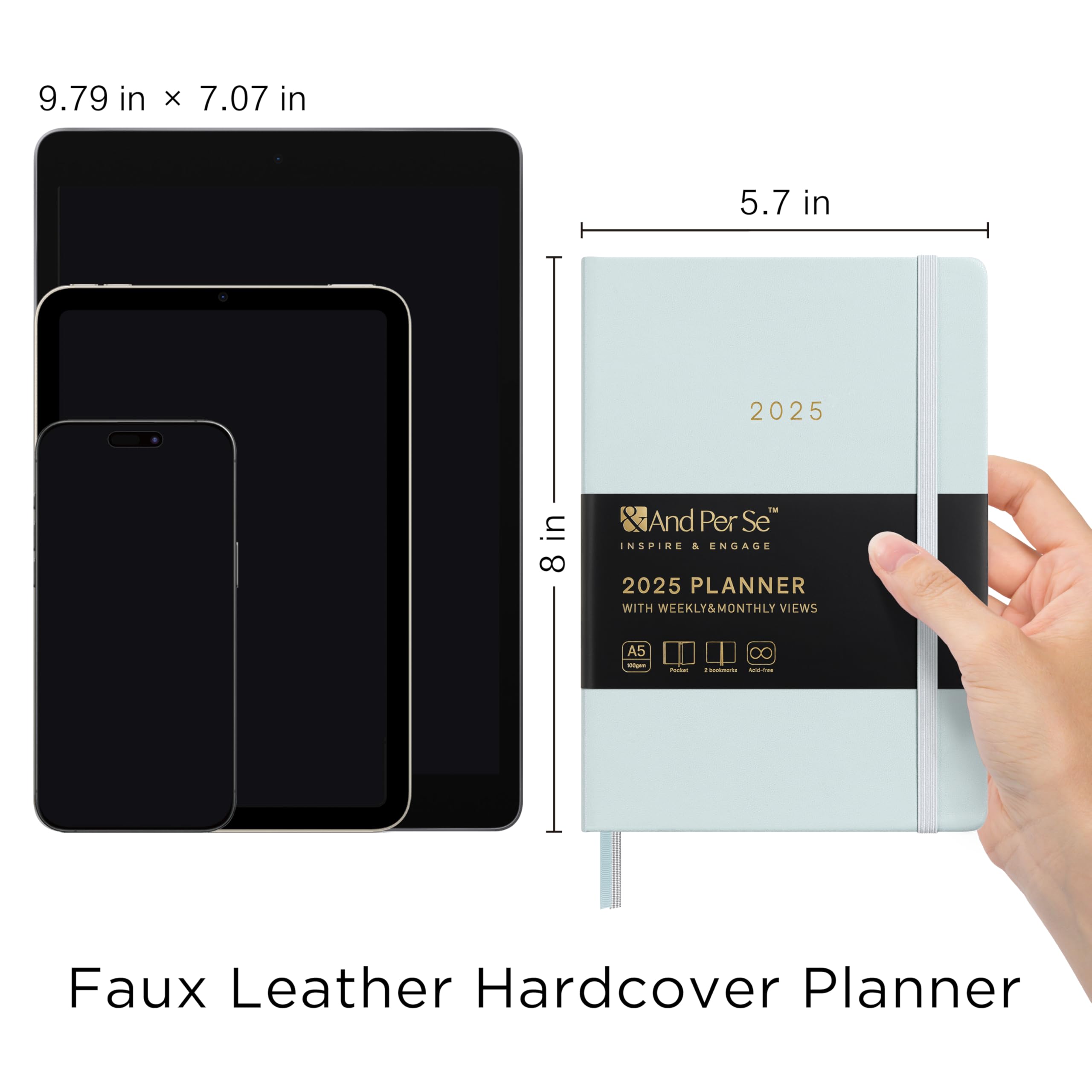 2025 Daily Weekly Monthly Planner - A5 Size (5.7