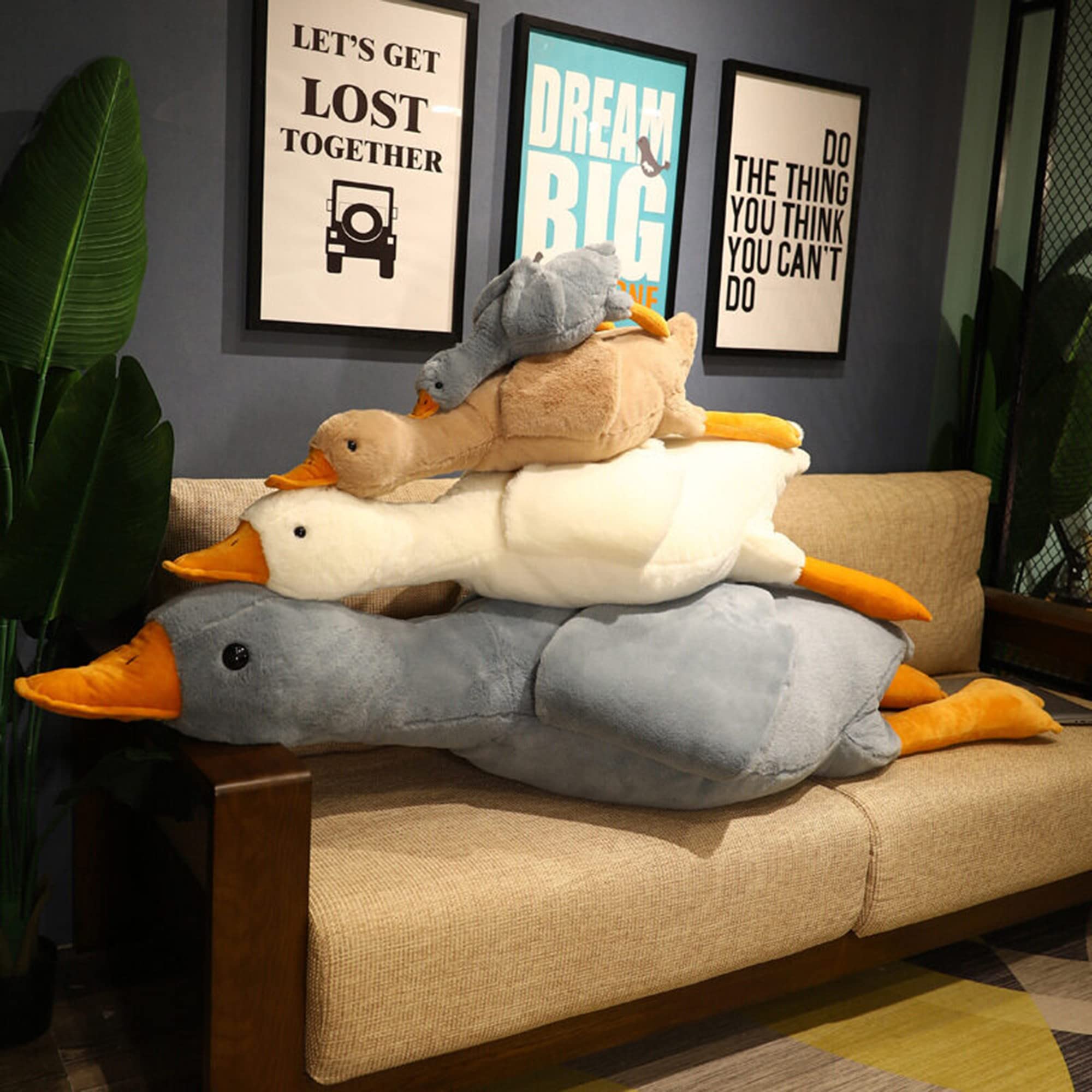 35 Inch Giant Duck Plush Body Pillow - Soft Grey Stuffed Animal for Adults & Kids (90 cm) | Perfect for Cuddling, Bedroom Decor, and Stress Relief