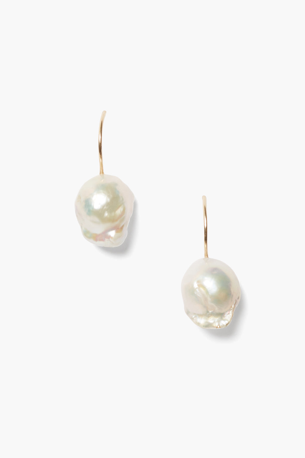 14K Gold Baroque Pearl Drop Earrings for Women - Elegant White Pearl Dangle Earrings for Wedding, Party & Special Occasions