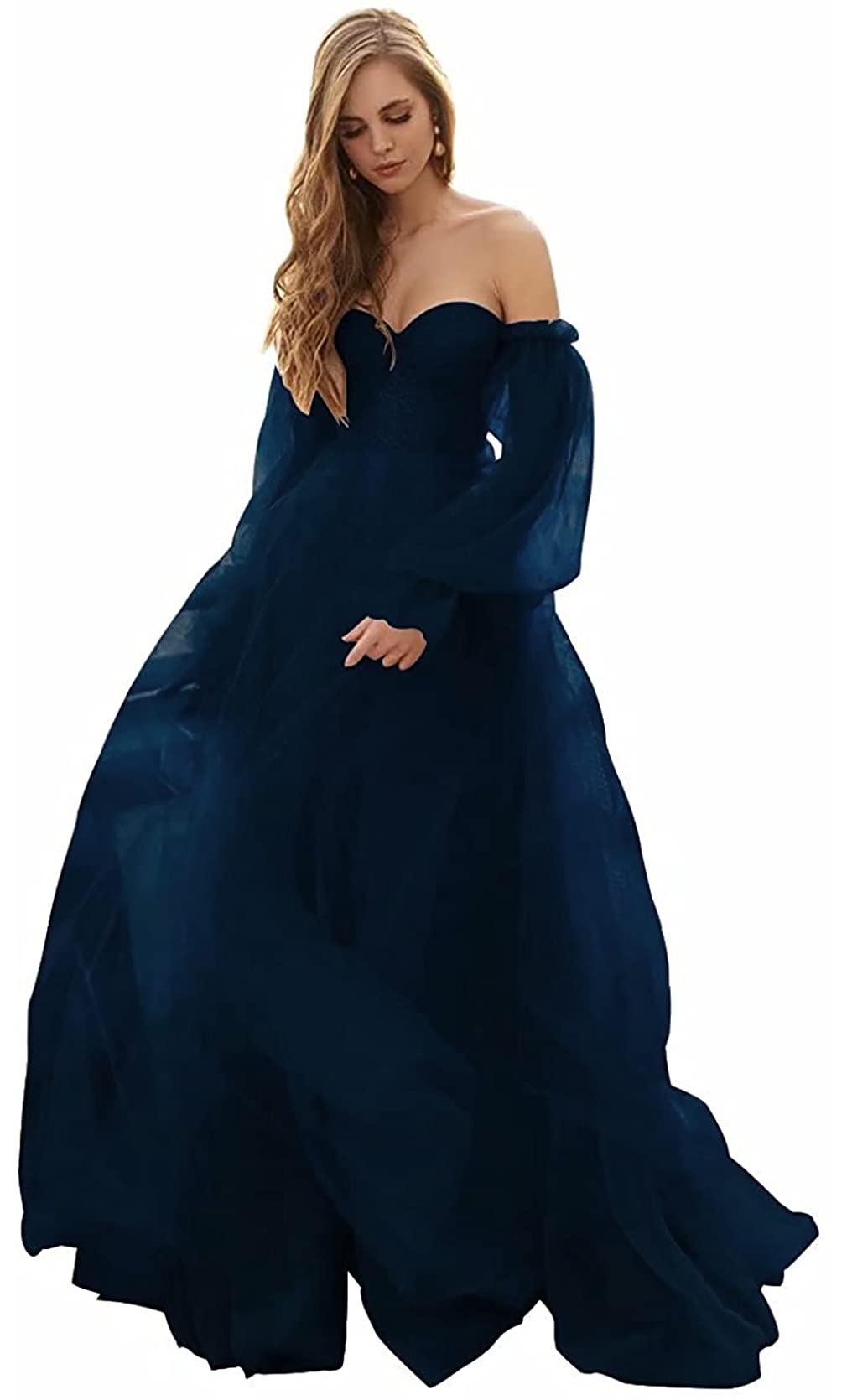 Elegant Off-the-Shoulder Puffy Sleeve Prom Dress - Long Tulle Ball Gown for Women | Formal Princess Party Dress for Homecoming, Quinceañera & Special Occasions