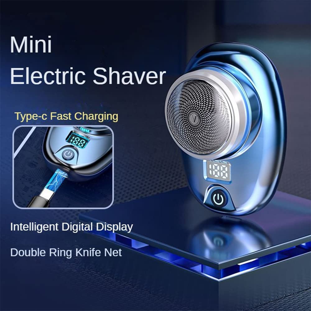 Portable Electric Shaver for Men - Mini USB Rechargeable Beard Trimmer with Digital Display, Cordless Travel Shaver for Precise Grooming at Home, Office or Gym