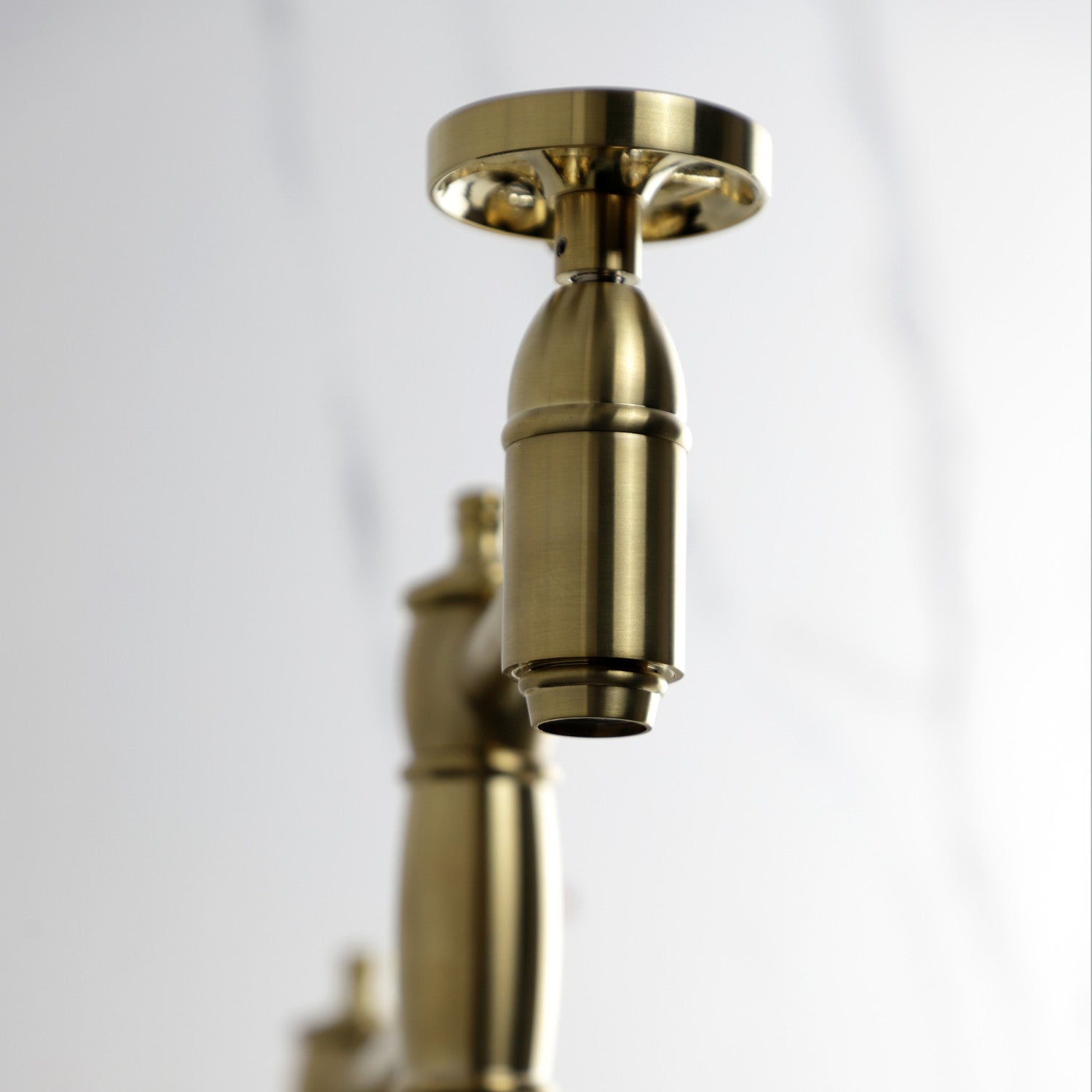Belknap KS3707RX Brushed Brass Two Handle Deck Mount Pot Filler Faucet - Perfect for Kitchen Sink, Stove & Cooking Area