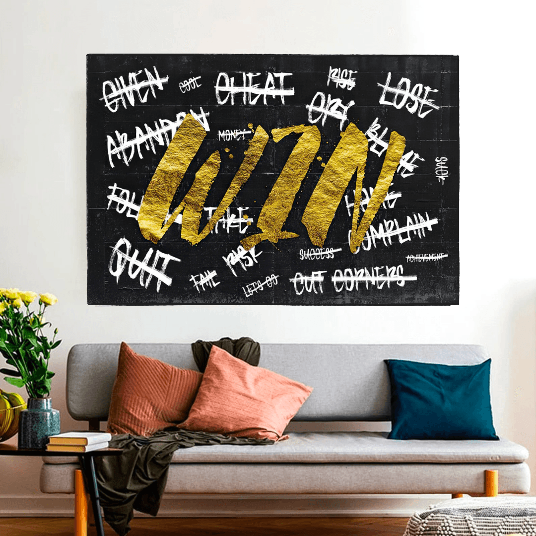 WIN Victory Motivational Canvas Wall Art - Inspirational Home & Office Decor for Living Room, Bedroom, or Workspace