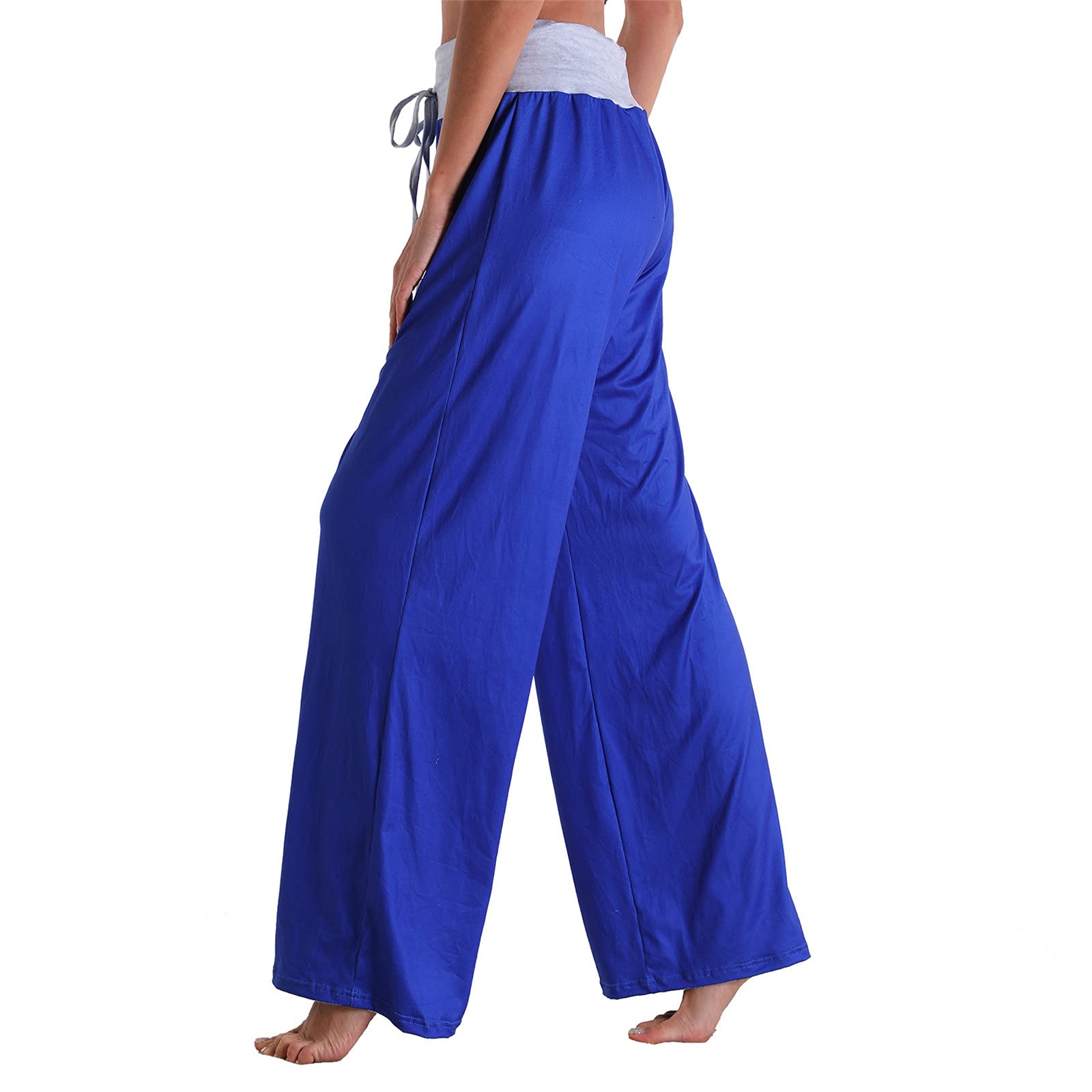 Women's Tall Linen Pants - Printed & Solid Colors, Stretch Waist, High-Leg Loose Fit Casual Pants for Summer, Travel & Comfortable Everyday Wear