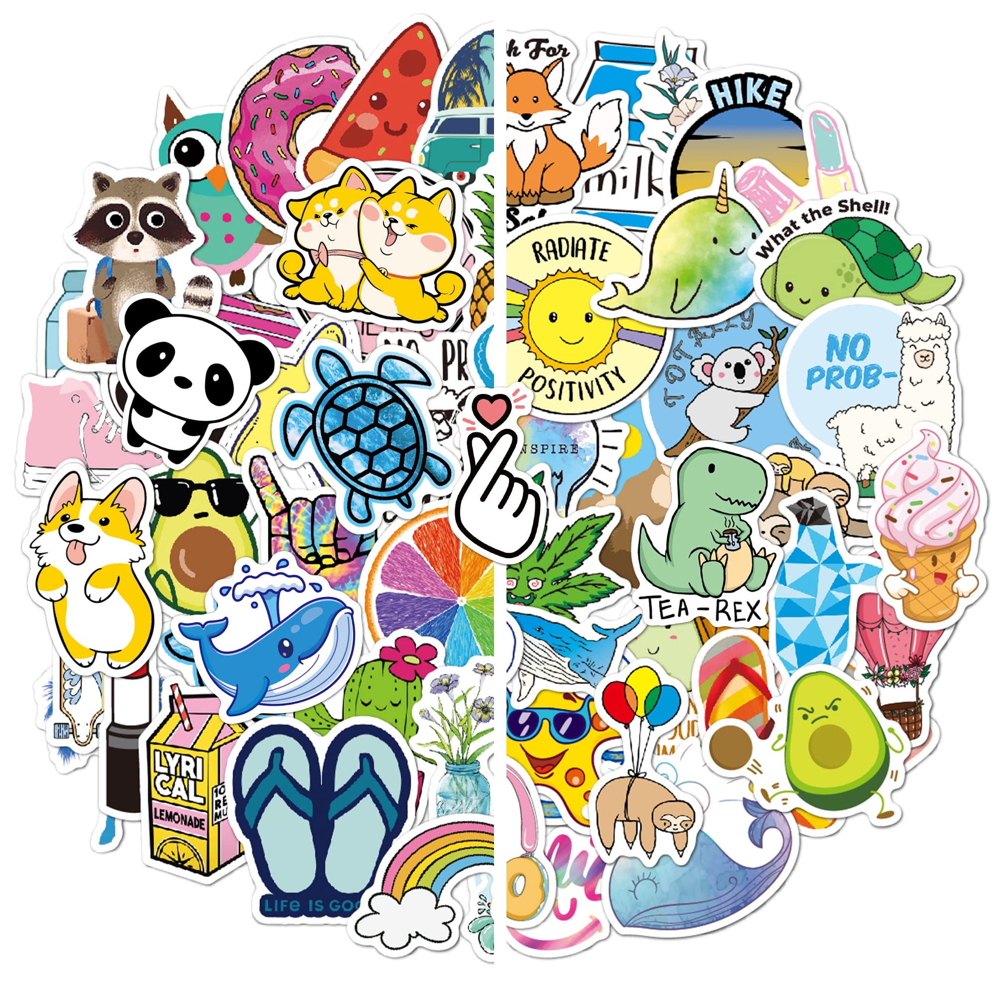 100 Pack Waterproof Vinyl Stickers for Water Bottles, Laptops, Skateboards & Luggage - Cute Aesthetic Decals for Kids, Teens & Girls - Perfect for School, Travel & Personalizing Belongings