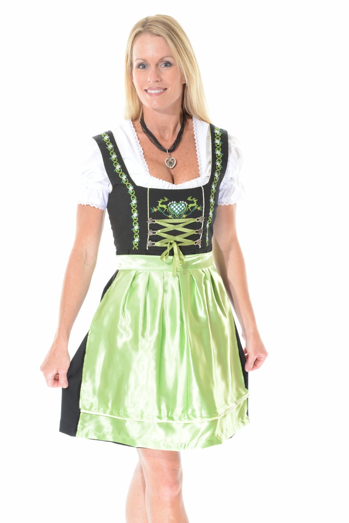 Authentic Green Oktoberfest Dirndl Dress - Traditional Bavarian Lederhosen Costume for Women | Perfect for Oktoberfest, Halloween, and Themed Parties
