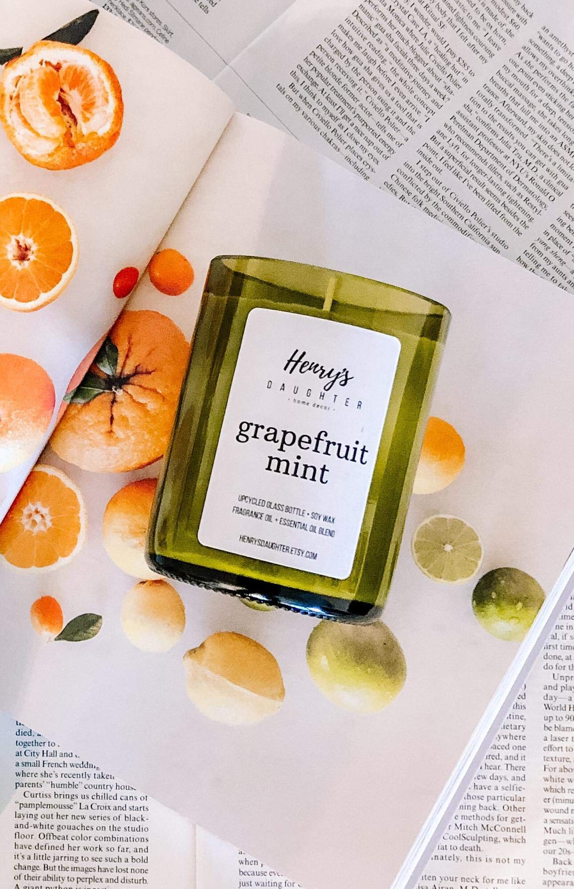 Refreshing Grapefruit Mint Scented Wine Bottle Candle - Perfect for Relaxation, Home Decor & Romantic Ambiance