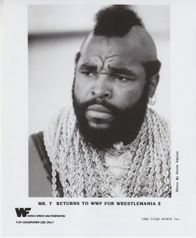 WWF Vintage Promo Photos 1986 Mr. T Collectible Wrestling Memorabilia - Perfect for Fans, Collectors & Retro Wrestling Decor