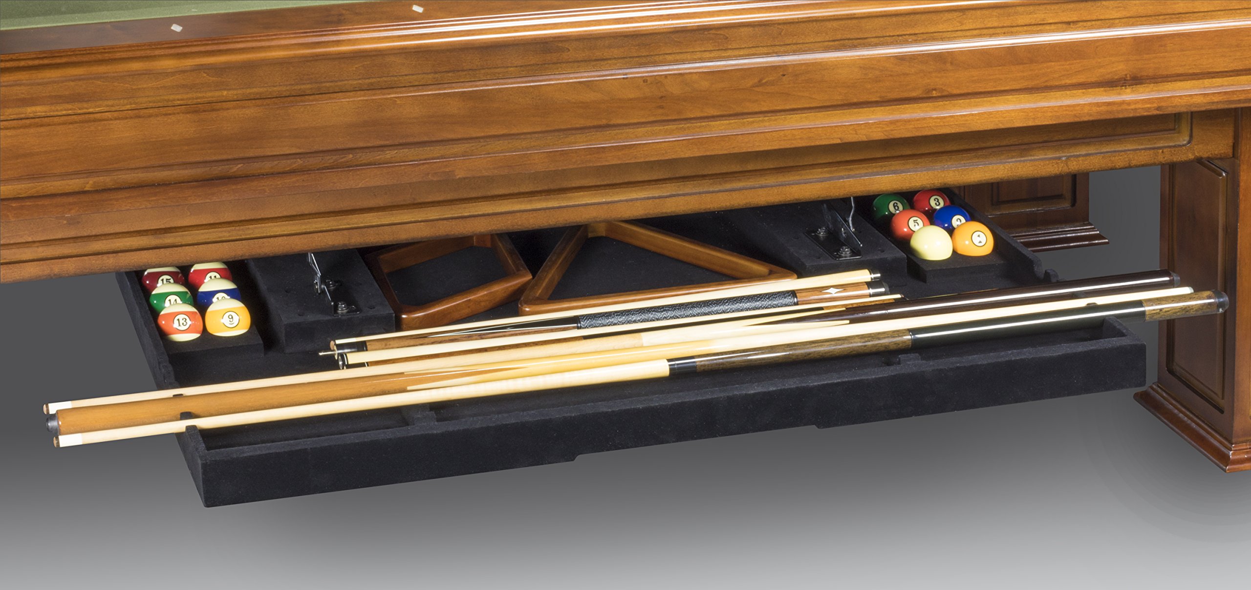 Hidden Cue Rack for Pool Tables - Fits 7', 8', 9' Billiard Tables | Under Table Storage Solution for Home Game Rooms & Bars
