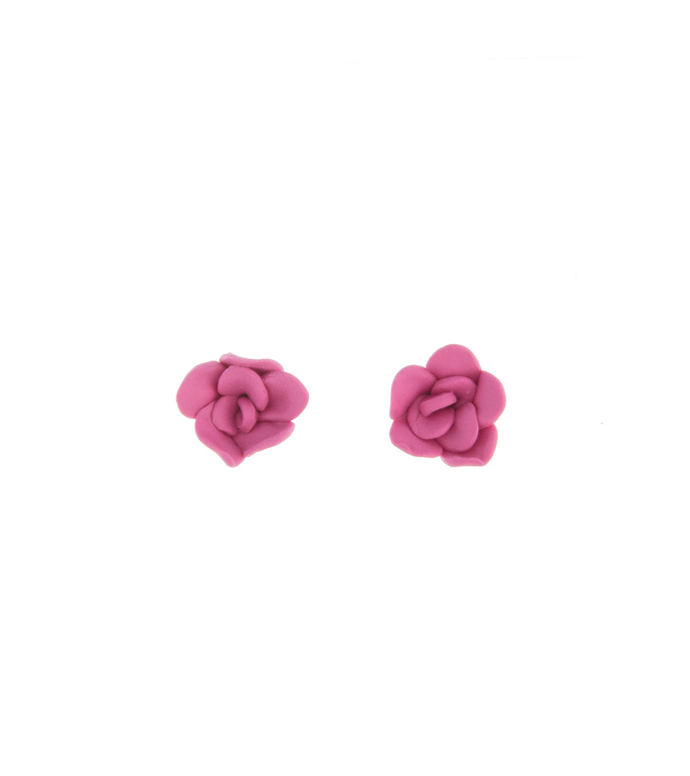 Pink Lokelani Stud Earrings - Dainty Hawaiian Flower Earrings for Women, 14K Gold Plated Rose Gold Studs, Perfect for Everyday Wear, Gift for Her, Birthday, Anniversary, Valentine's Day