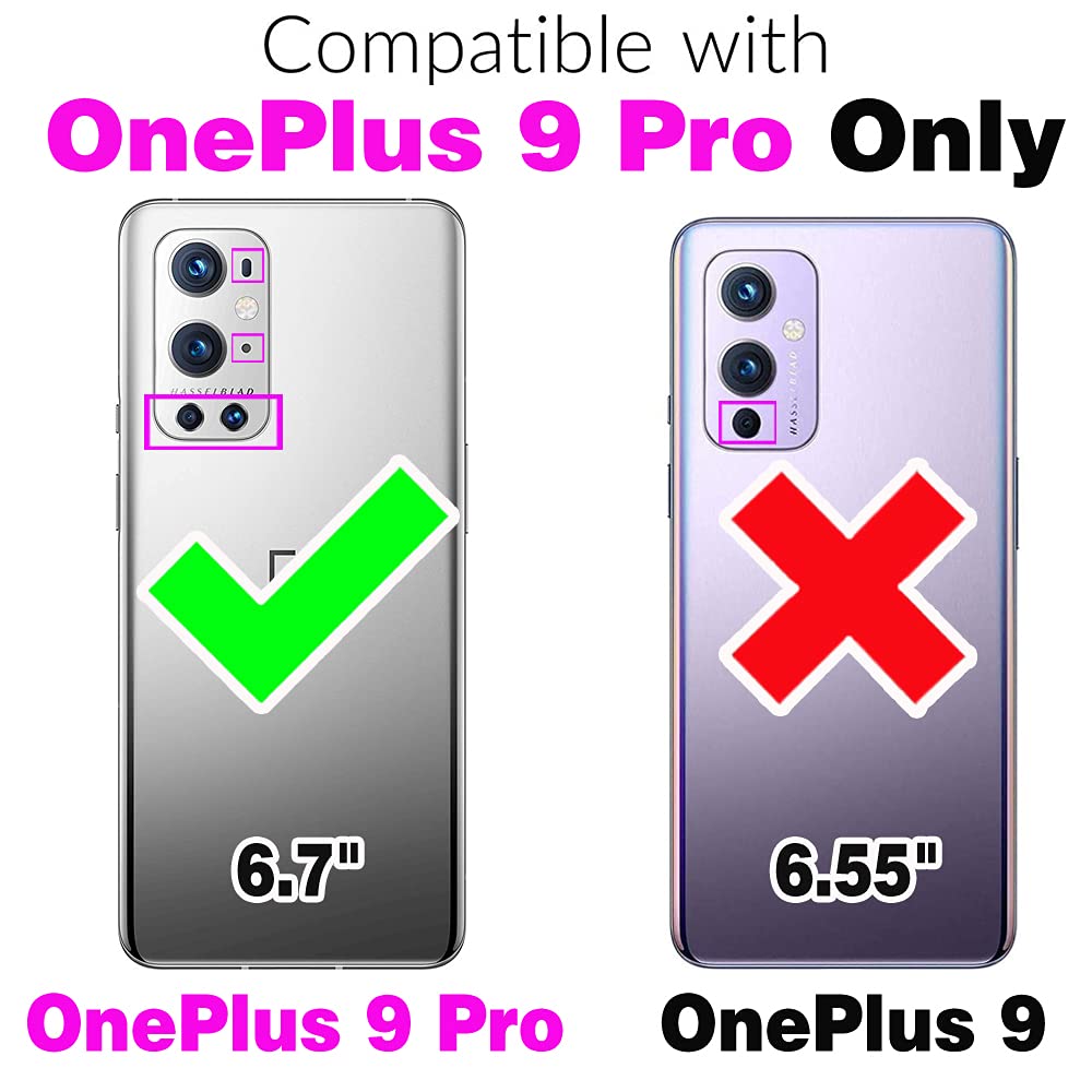OnePlus 9 Pro Wallet Case with Card Holder & Stand | Tempered Glass Screen Protector | Flip Cover Phone Case for OnePlus 9 Pro 5G - Blue (Compatible with OnePlus 9/1+ 9 Pro) | Perfect for Business, Travel & Everyday Use