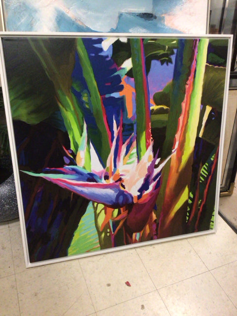 41 3/4 Square Baers Furniture Framed Tropical Print Canvas Wall Art - Perfect for Living Room, Bedroom & Beach House Decor