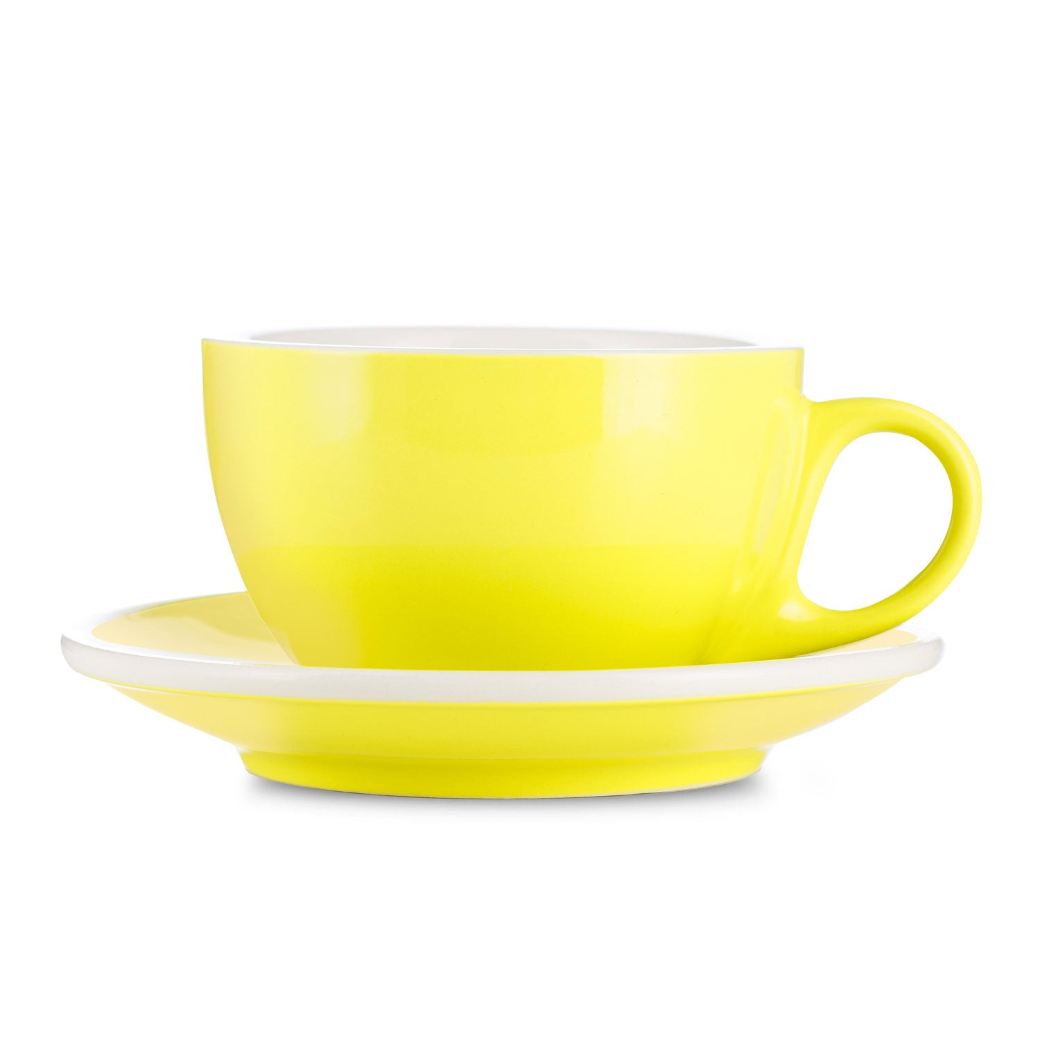 Premium Espresso Porcelain Latte Cup & Saucer Set - 12oz (355ml) Yellow - Perfect for Coffee Shops, Home Brewing & Cafe Decor