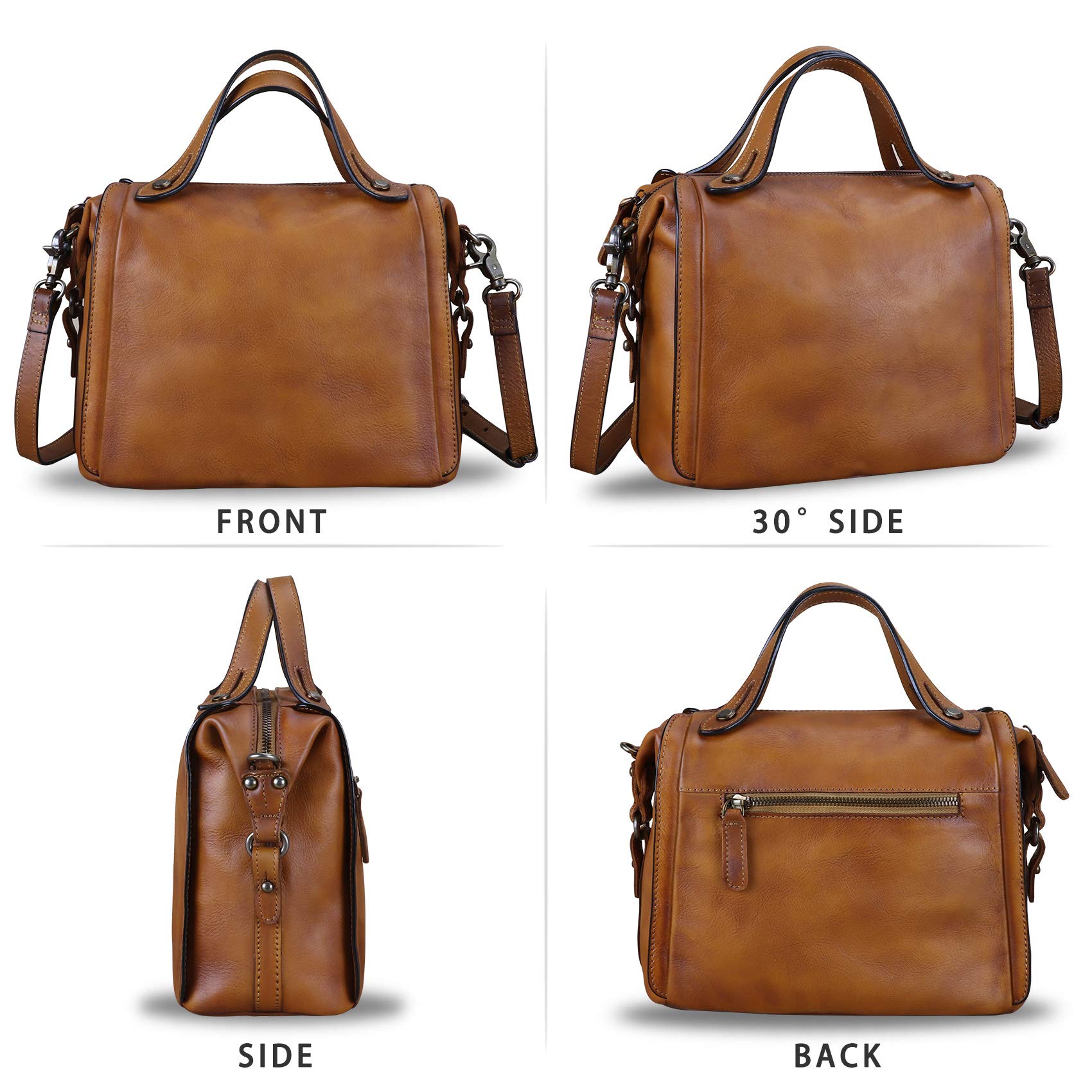 Genuine Leather Satchel Purse for Women - Retro Handmade Top Handle Handbag, Designer Crossbody Bag | Perfect for Work, Travel & Everyday Use