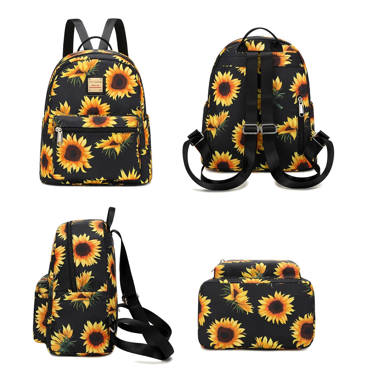 Cusangel Women's Mini Backpack Purse - Small Fashion Shoulder Bag with Water Bottle Pockets, Sunflower Design Backpack for Women & Girls | Perfect for Birthday, Mother's Day Gifts, Travel, School & Daily Use