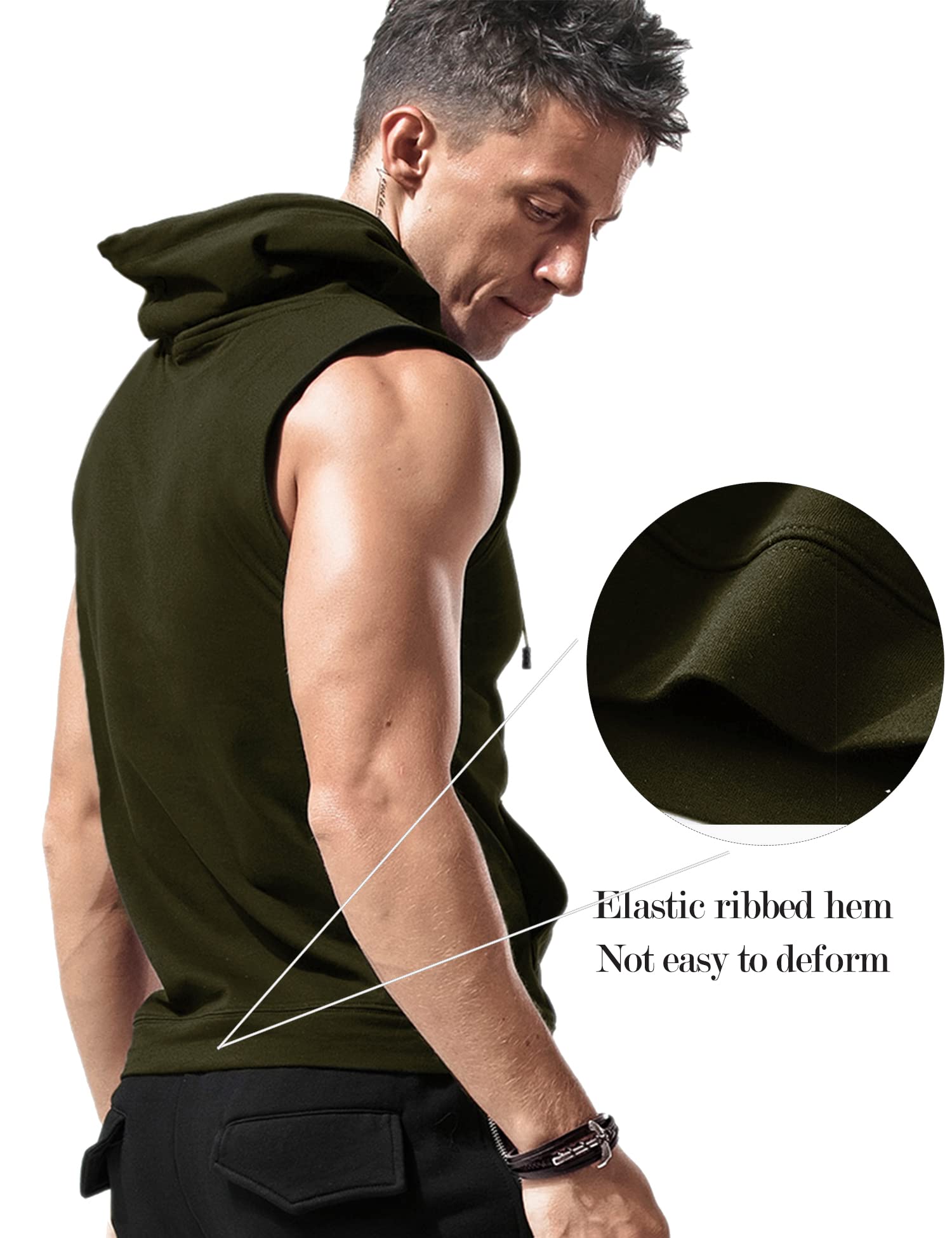 Amussiar Men's Workout Hooded Tank Top - Sleeveless Gym Training Hoodie for Bodybuilding & Muscle Cut Off Shirt - Perfect for Weightlifting, CrossFit & Streetwear Fashion