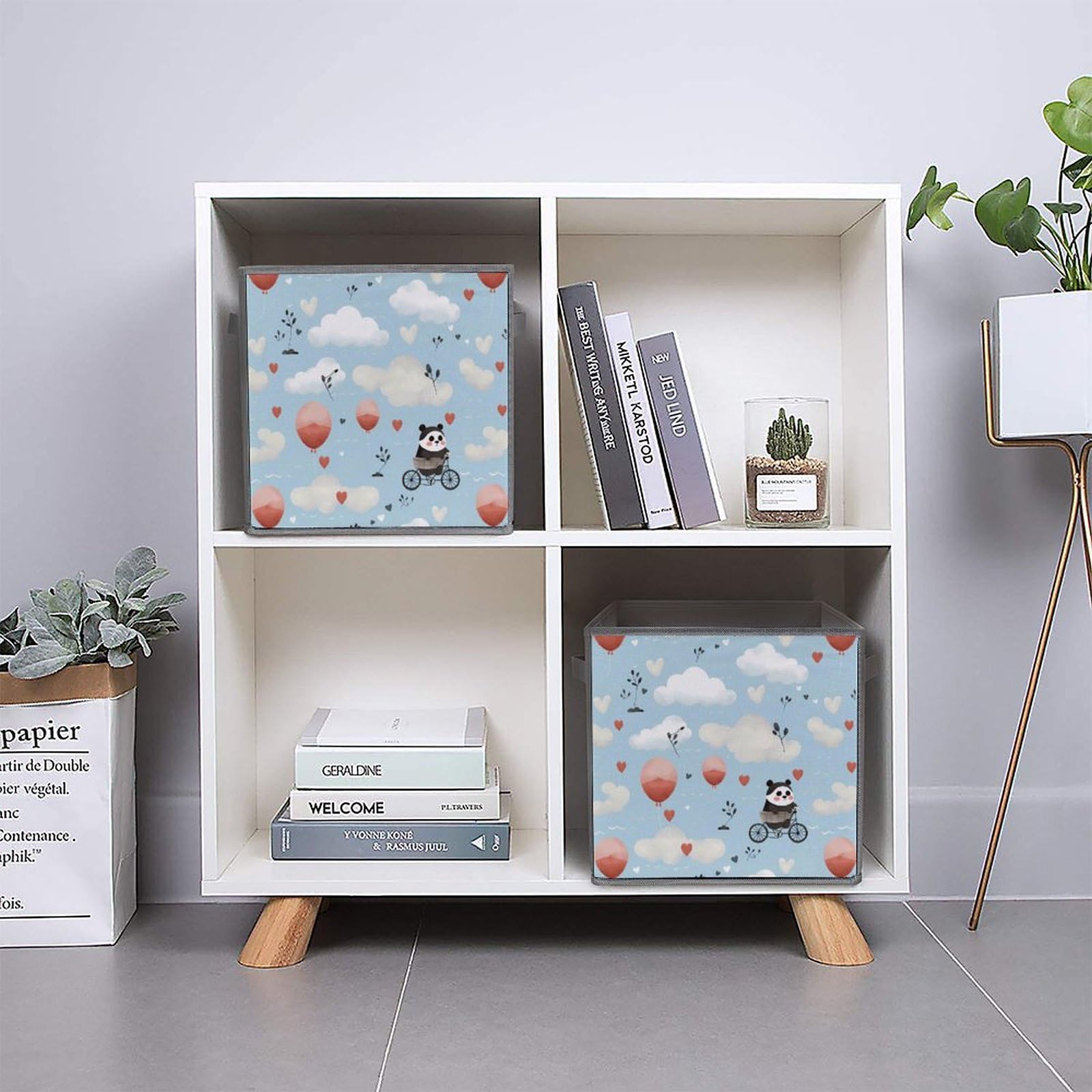 Cute Panda Foldable Storage Cubes - 6 Pack Square Storage Bins with Handles for Closet, Nursery & Toy Organization | Home & Office Storage Solutions
