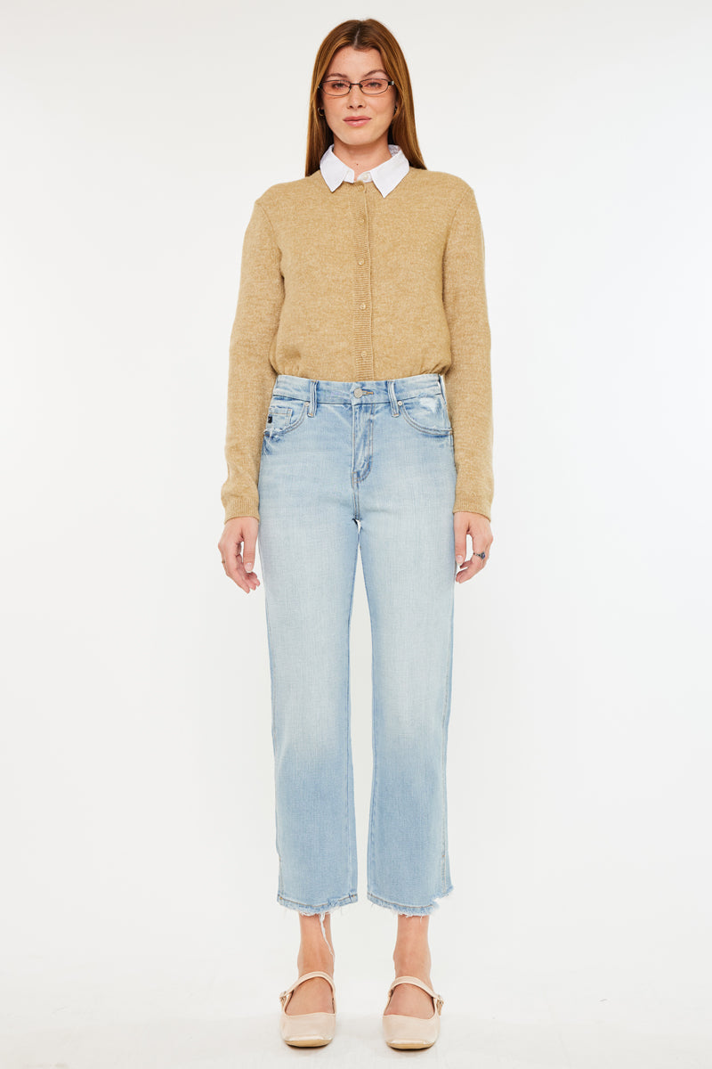 Lane High Rise Cropped Straight Leg Jeans for Women - Slimming Stretch Denim Pants - Perfect for Casual Wear, Office Outfits & Date Nights
