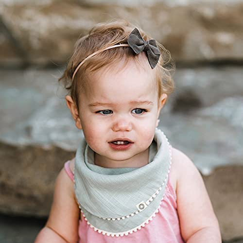 Organic Cotton Baby Bibs for Girls - Set of 6 Fairtrade & GOTS Certified Pom Pom Drool Bibs | Soft & Absorbent for Feeding, Teething & Playtime
